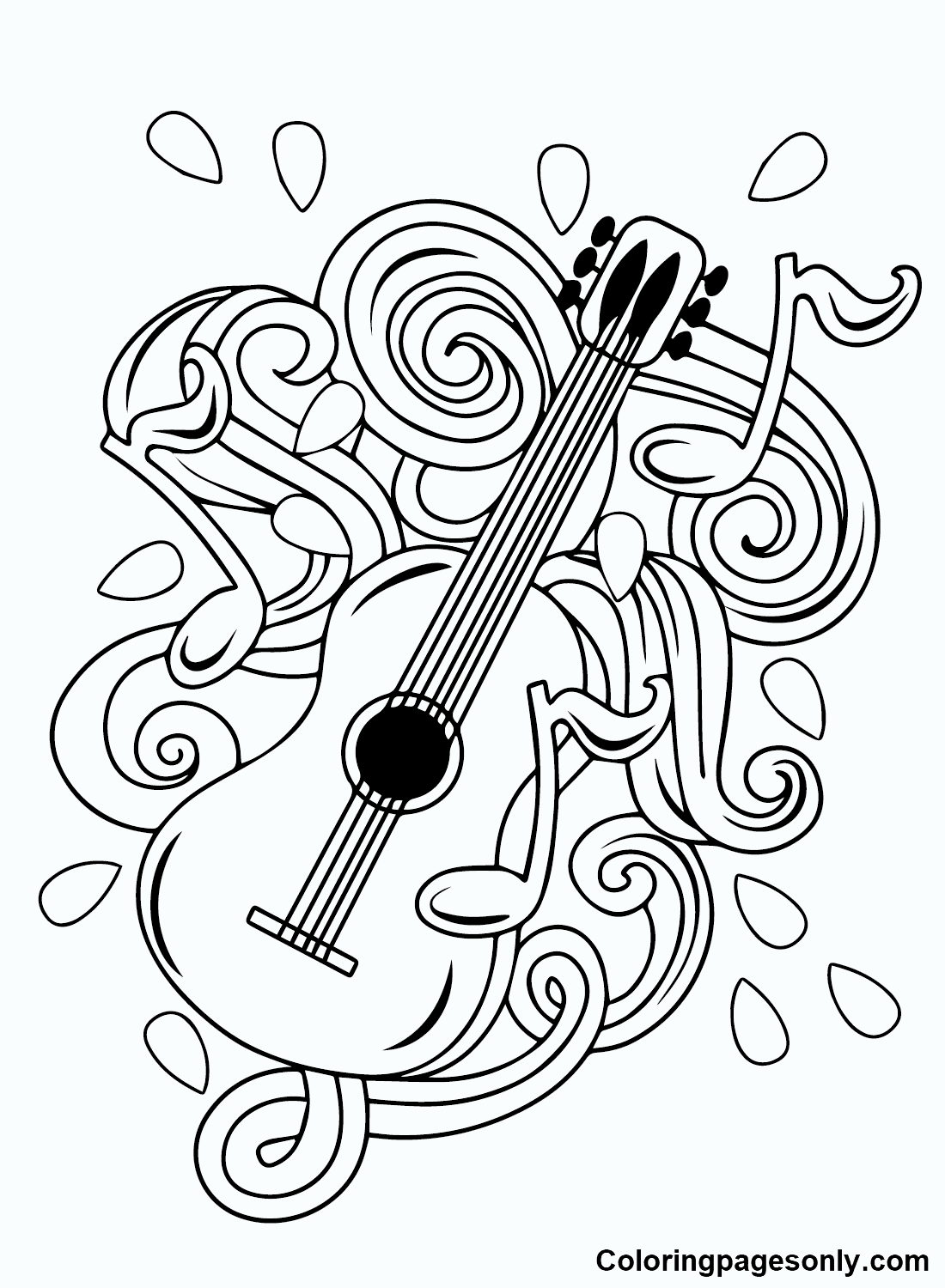 Printable Guitar Coloring Pages Printable Guitar Coloring Pages