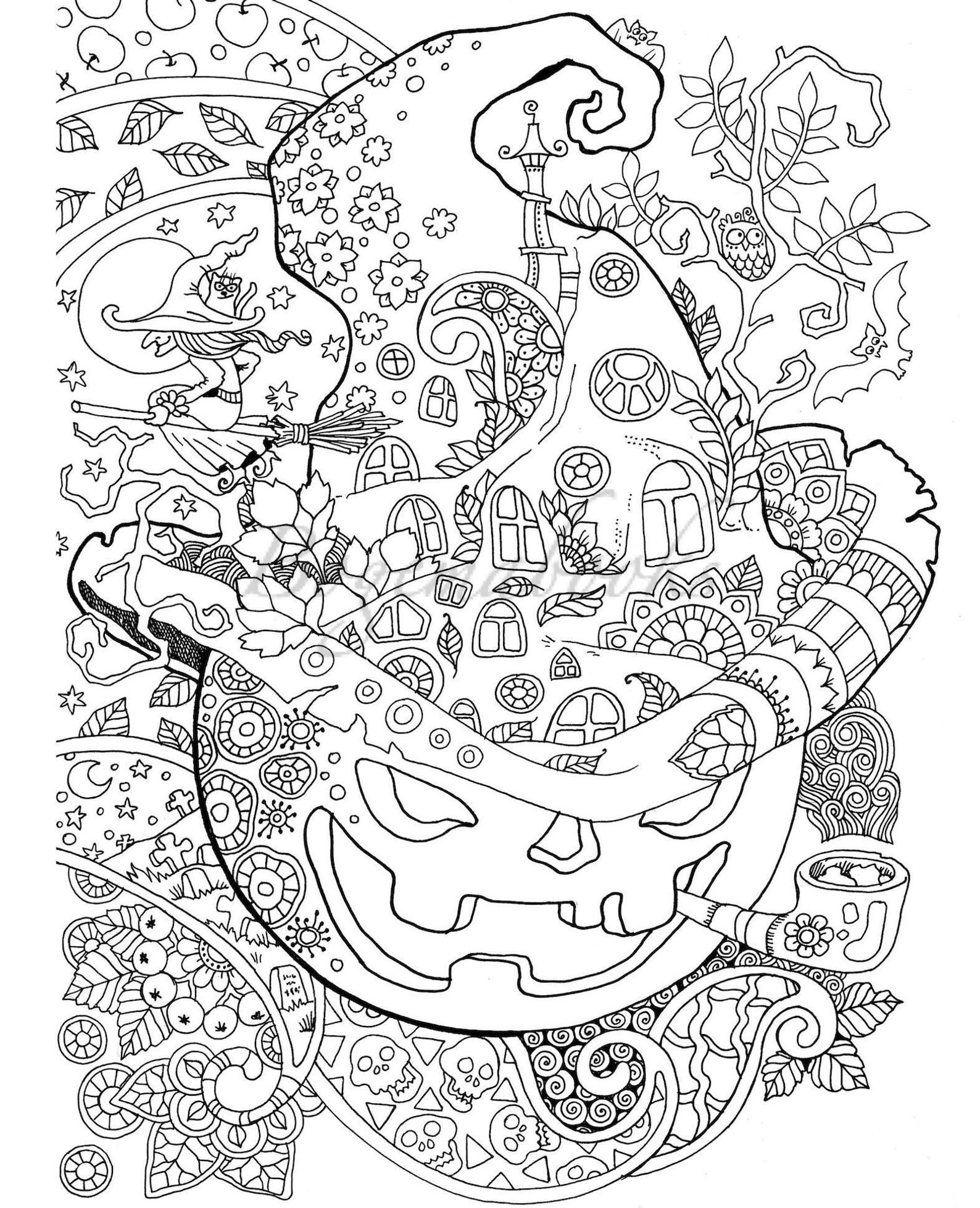 Halloween Adult Coloring Book PDF Coloring Pages Digital Etsy Halloween Adult Coloring Book PDF Coloring Pages Digital Etsy
