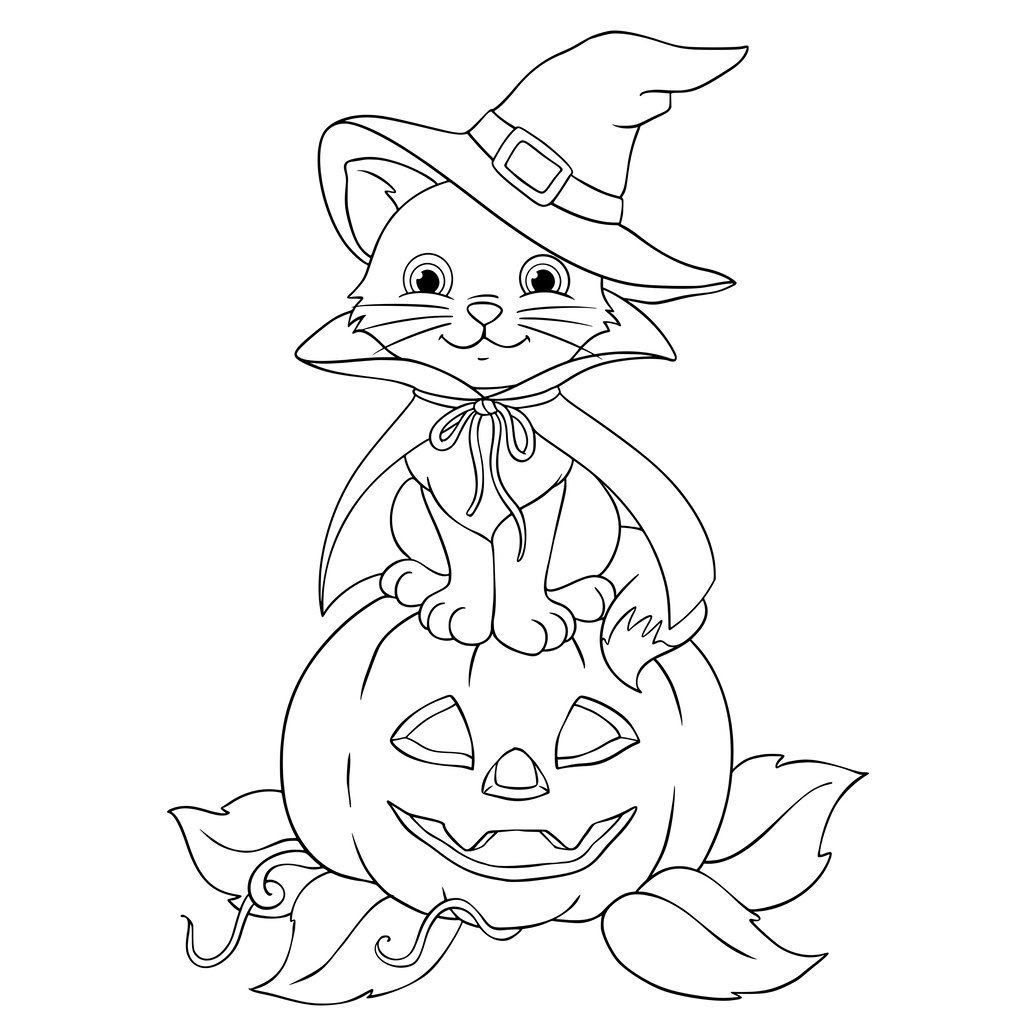 Halloween Black Cat Coloring Page Halloween Black Cat Coloring Page