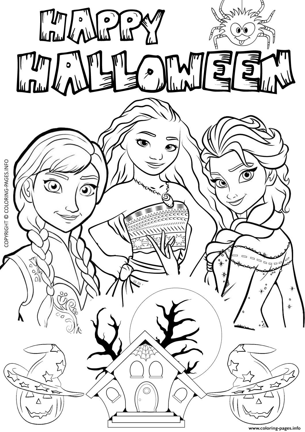 Halloween Frozen Elsa Moana Disney Coloring Page Printable Halloween Frozen Elsa Moana Disney Coloring Page Printable
