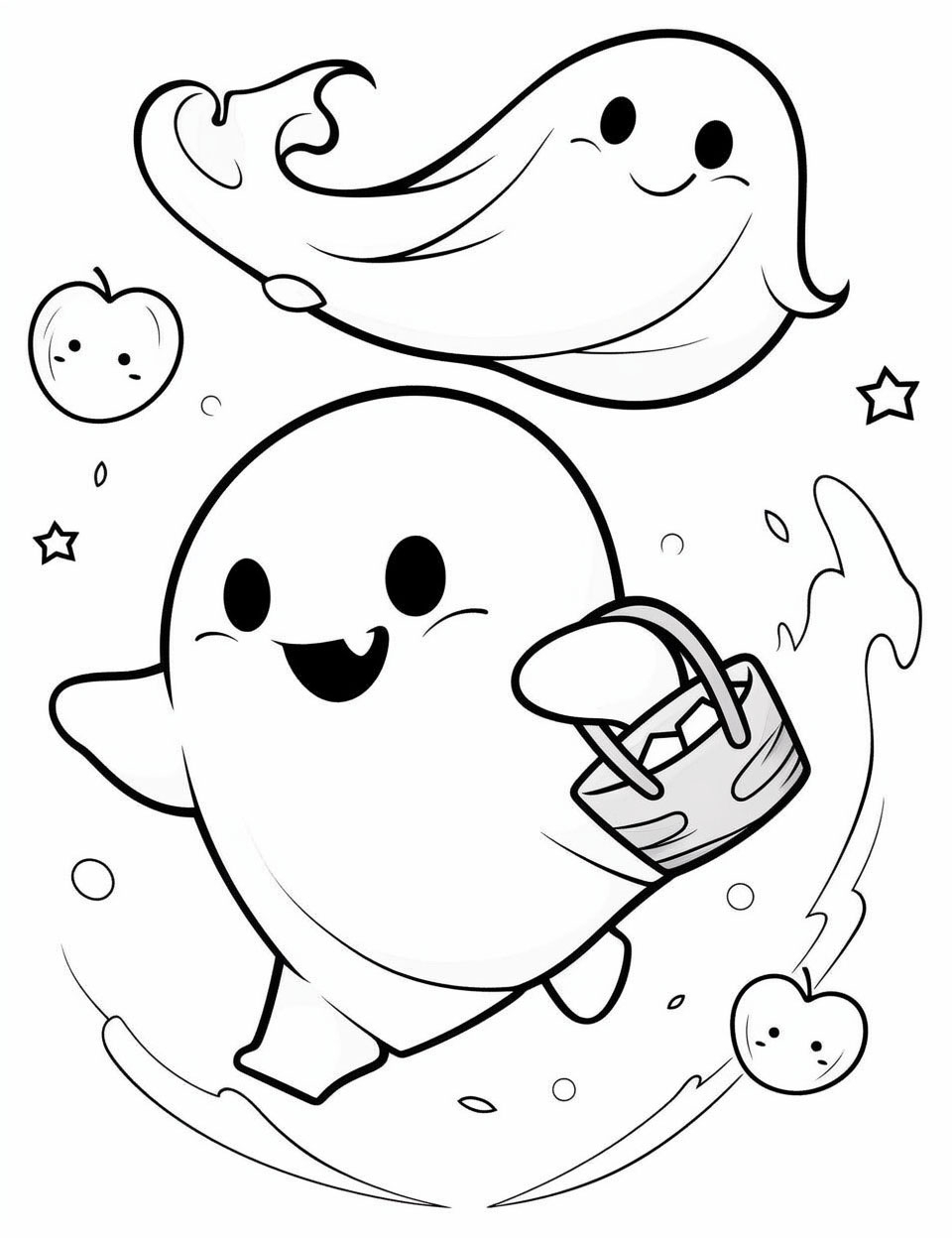 Halloween Happy Ghost Coloring Pages