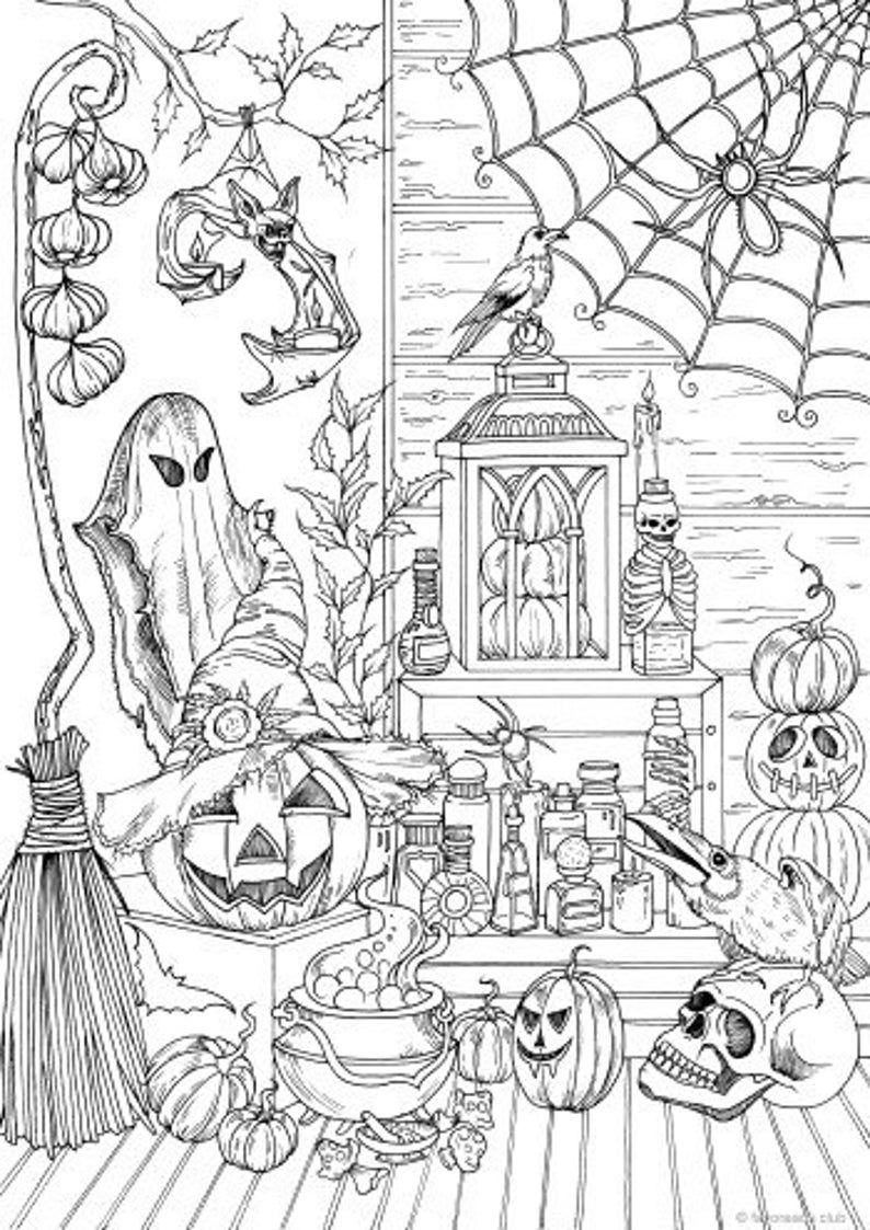 Halloween Stuff Printable Adult Coloring Page From Favoreads Coloring Halloween Stuff Printable Adult Coloring Page From Favoreads Coloring