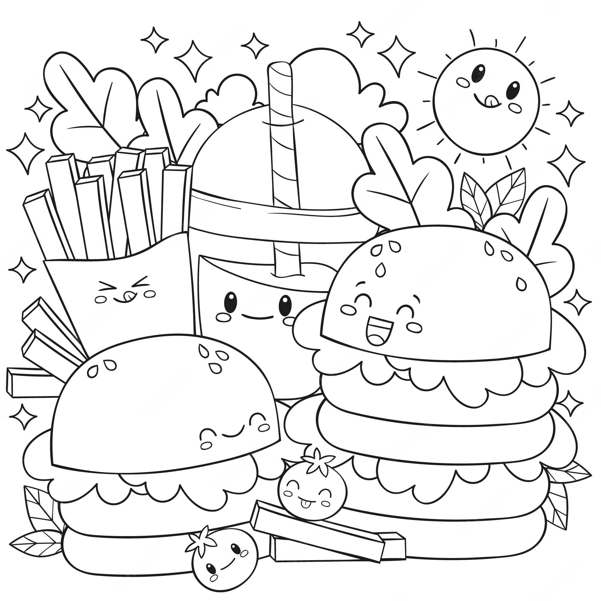Hamburger Fries Mcdonalds Frytki Kolorowanki Junk Chatarra Meal Hamburger Fries Mcdonalds Frytki Kolorowanki Junk Chatarra Meal