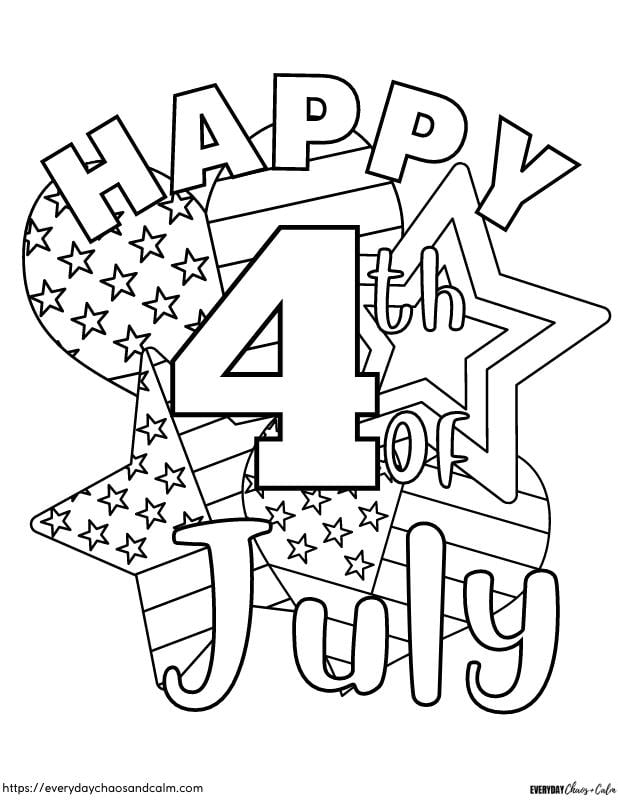 Happy 4th Of July Coloring Page Happy 4th Of July Coloring Page