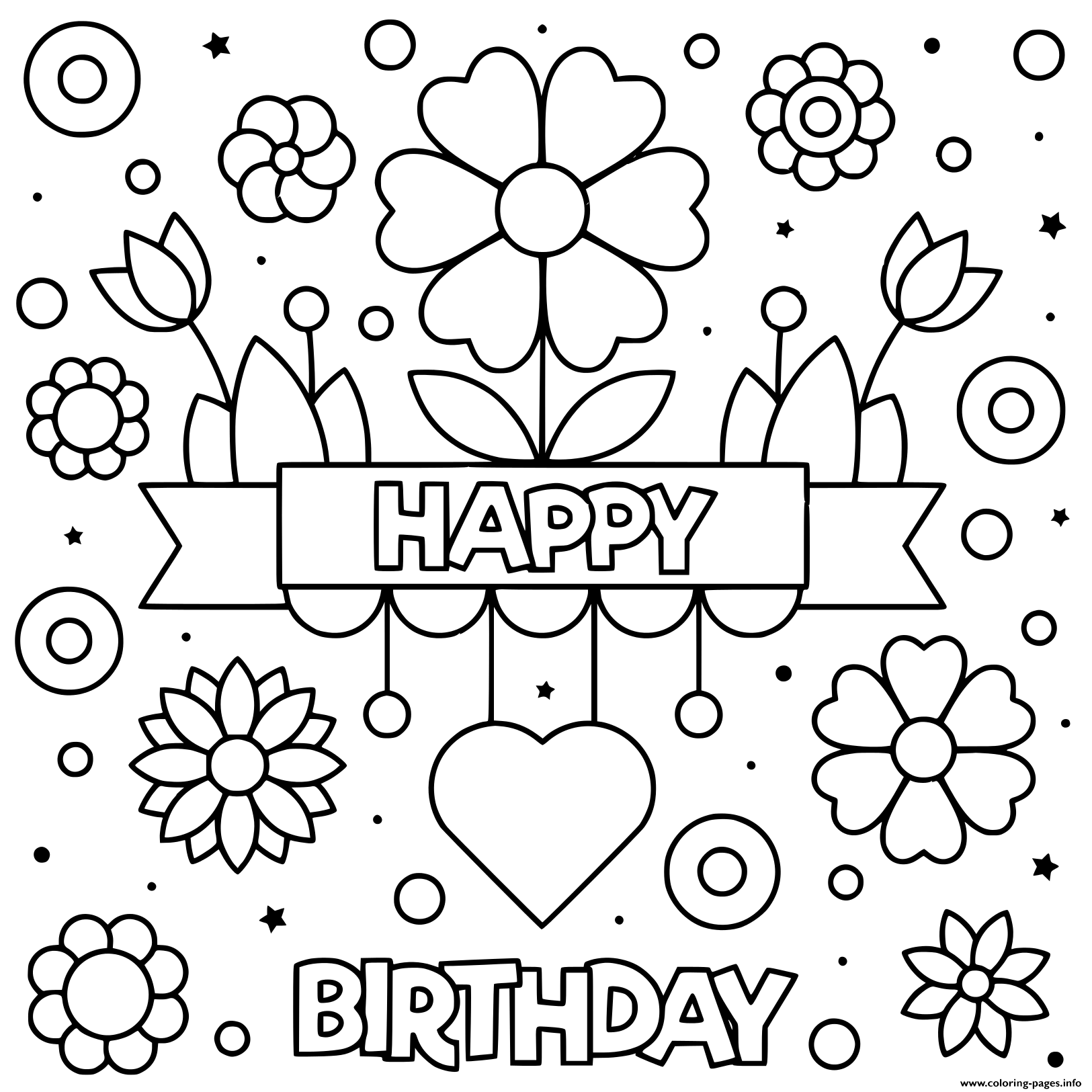 Happy Birthday Coloring Pages Flowers Excelente Sheet Cards For Kids Happy Birthday Coloring Pages Flowers Excelente Sheet Cards For Kids