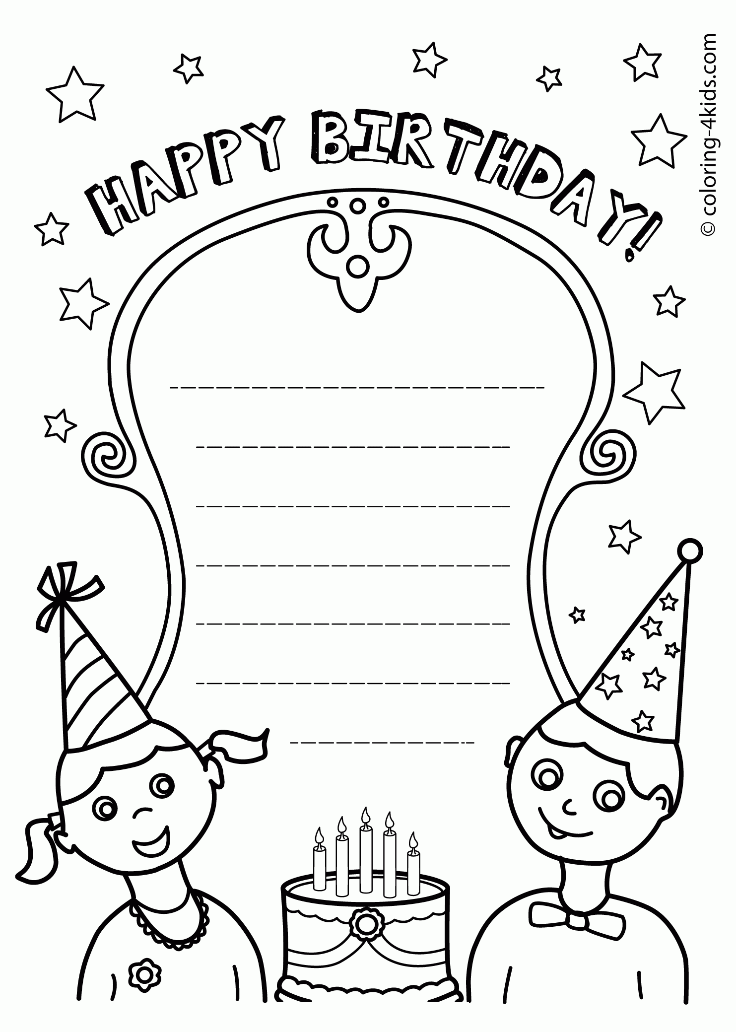 Printable Birthday Cards Coloring Pages Printable Birthday Cards Coloring Pages
