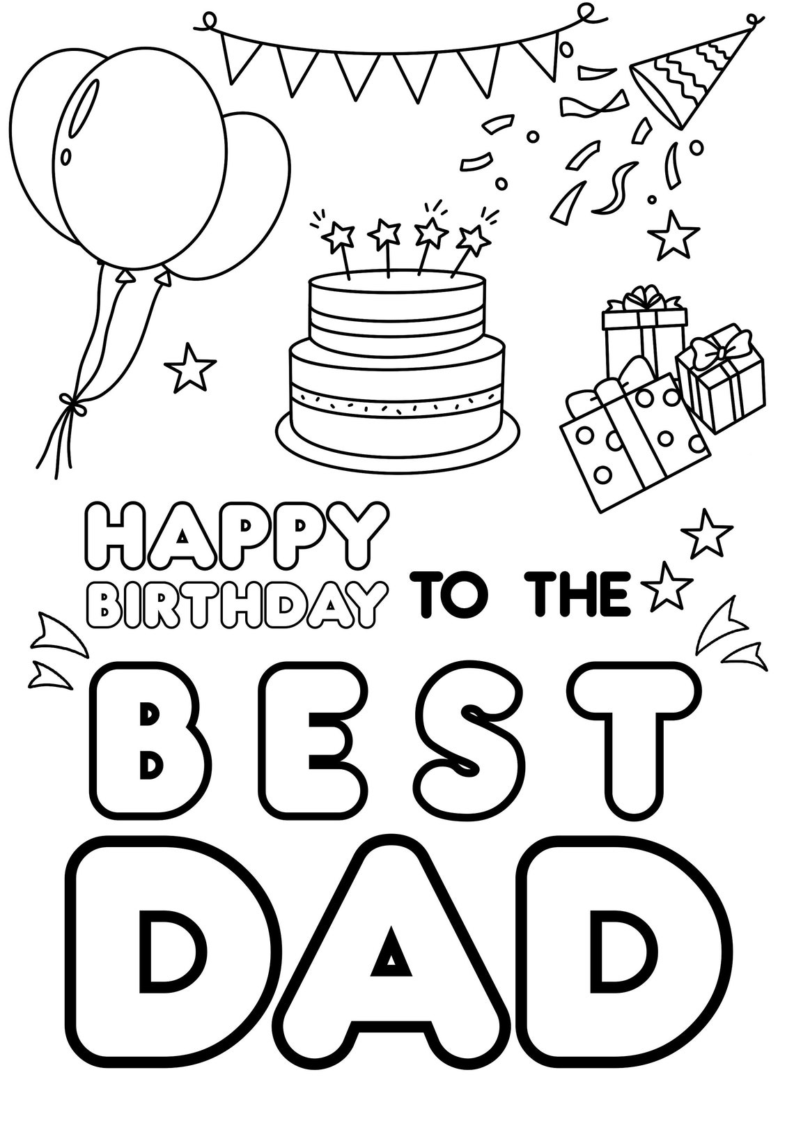 Happy Birthday Daddy Coloring Pages Printable Happy Birthday Daddy Coloring Pages Printable