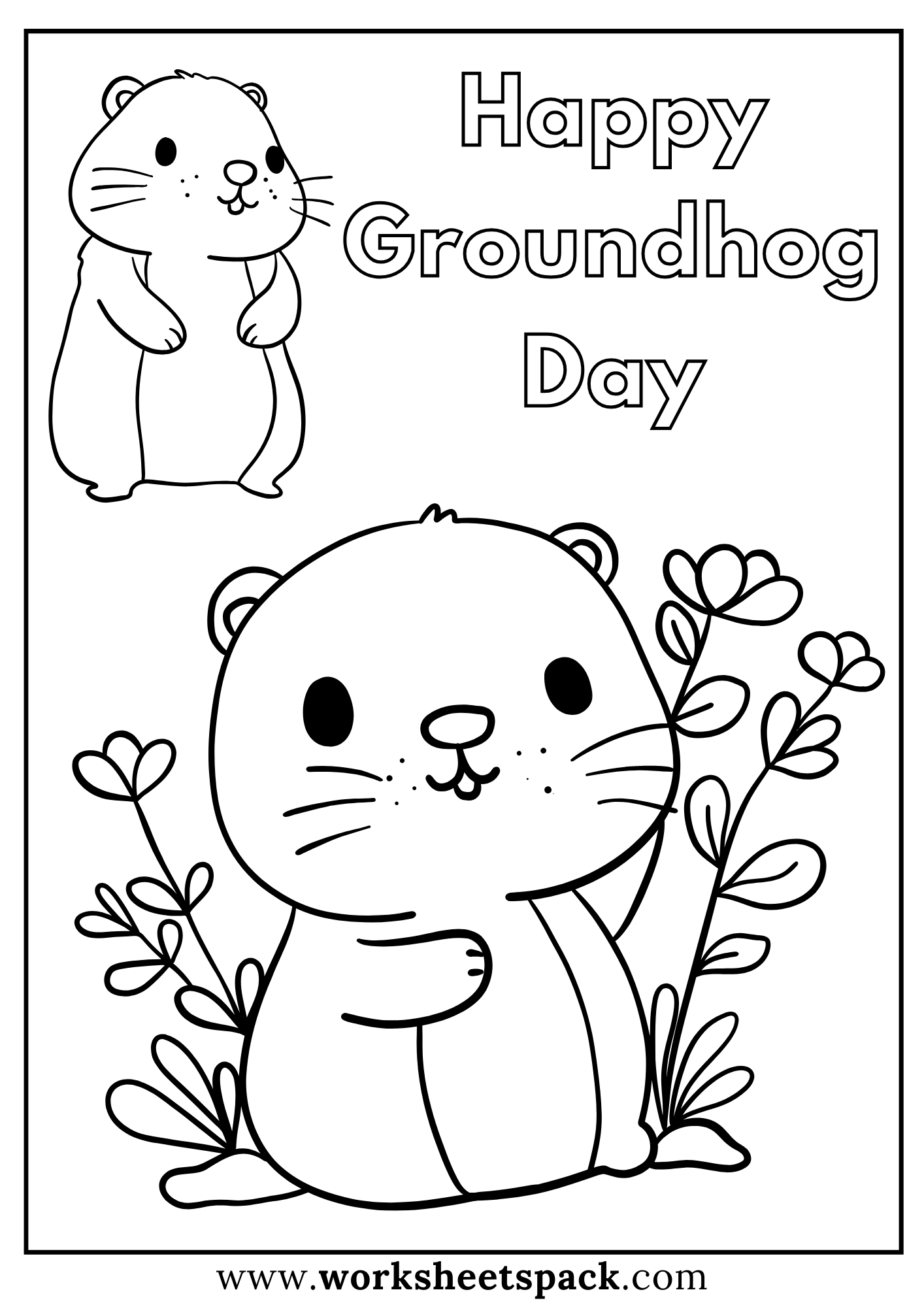 Happy Groundhog Day Coloring Pages Free Printable PDF Worksheetspack Happy Groundhog Day Coloring Pages Free Printable PDF Worksheetspack