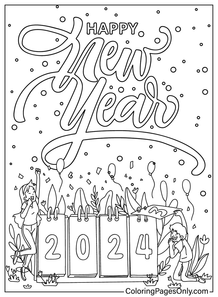 Happy New Year Coloring Pages For Kids