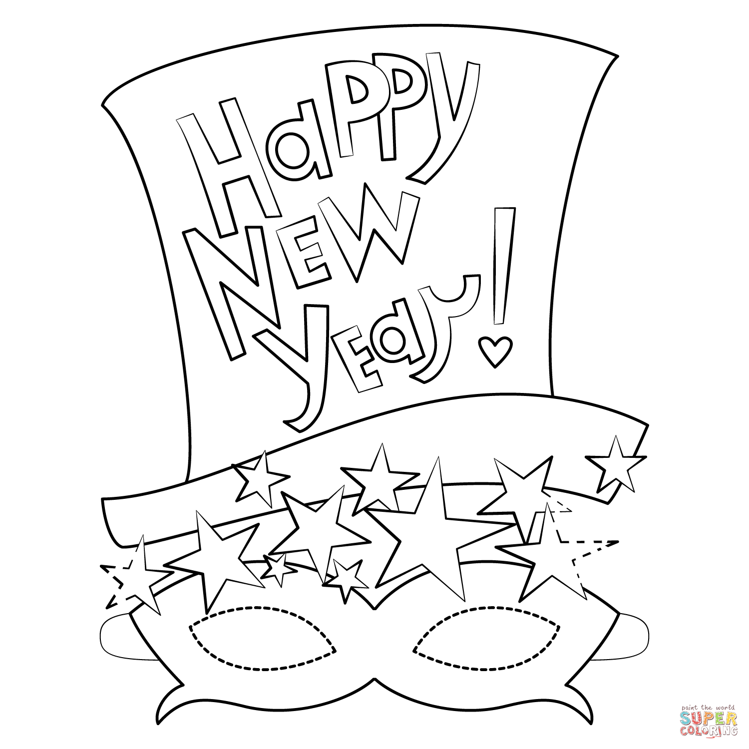 Happy New Year Mask Coloring Page Free Printable Coloring Pages New