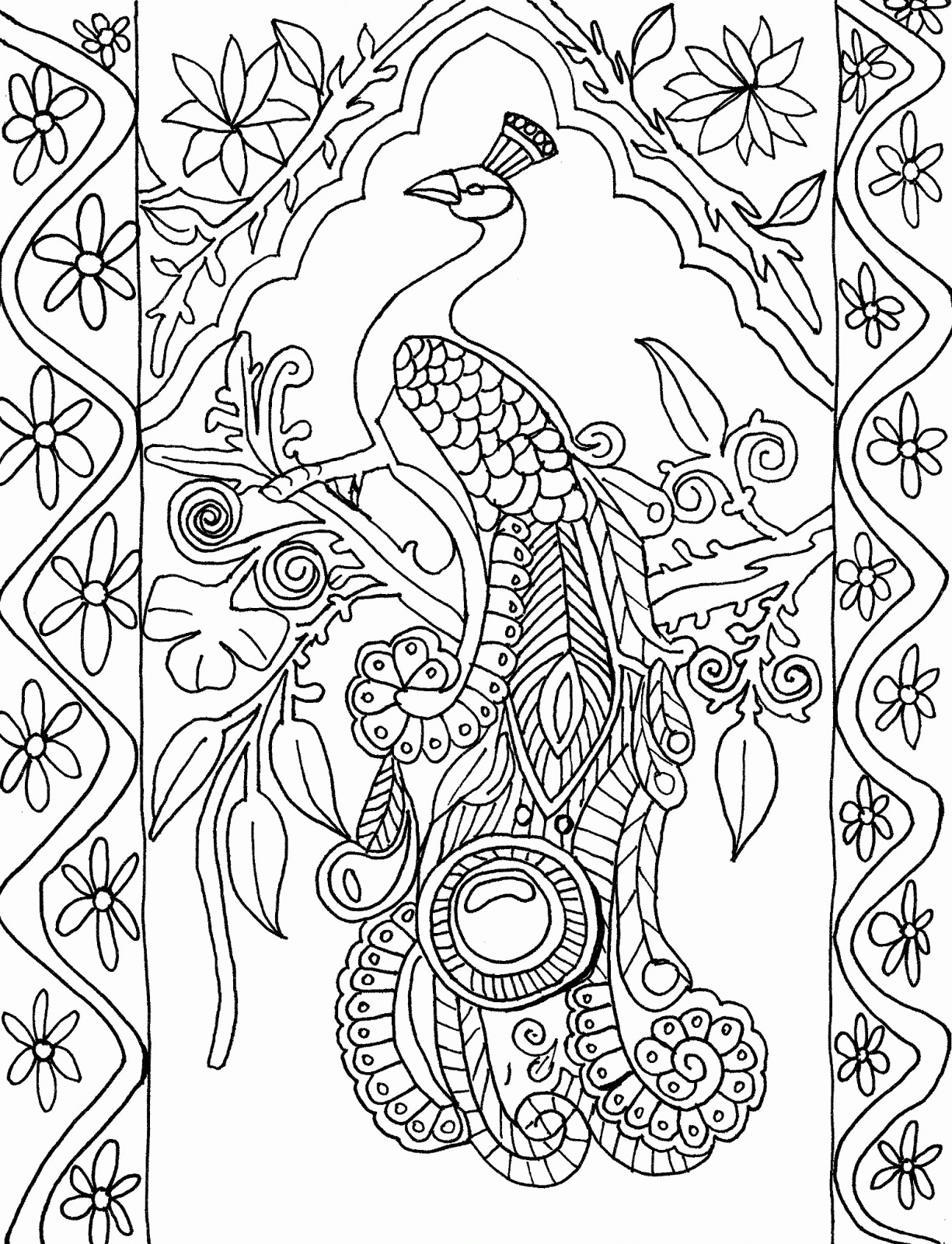 Hard Coloring Pages Of Peacocks Hard Coloring Pages Of Peacocks