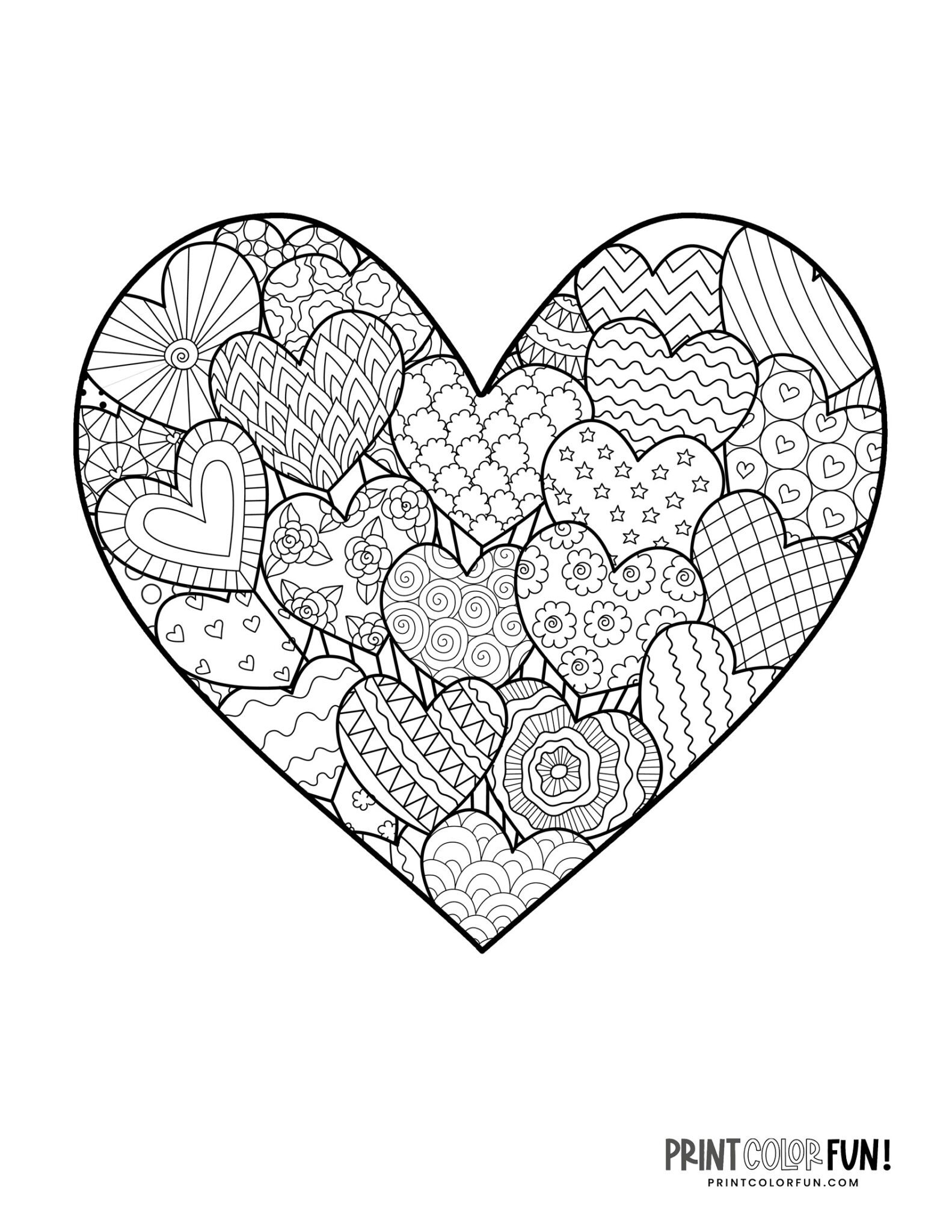 Printable Cute Heart Coloring Pages Printable Cute Heart Coloring Pages