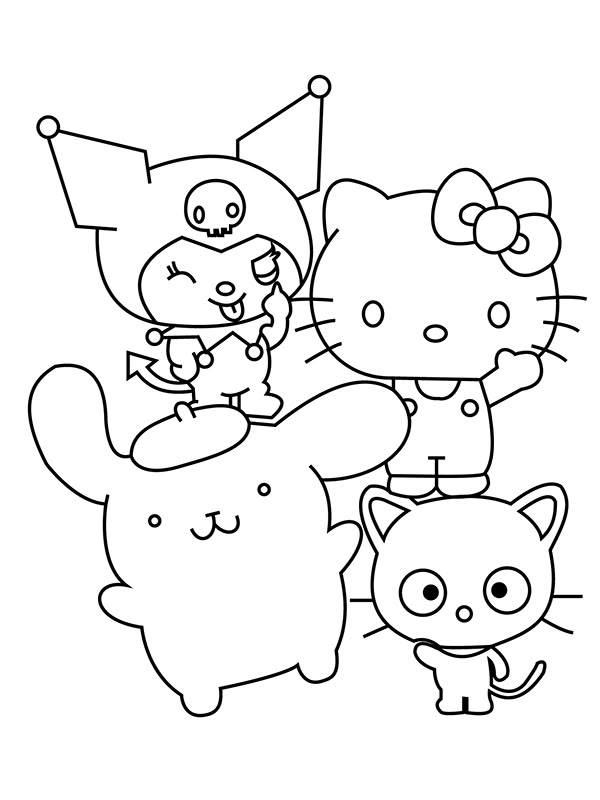 Hello Kitty And Friends Coloring Page