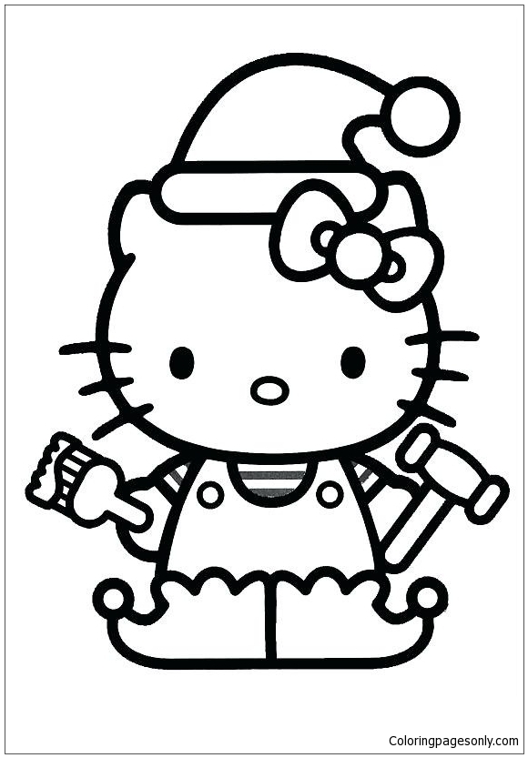 Hello Kitty Christmas 2 Coloring Page Free Coloring Pages Online