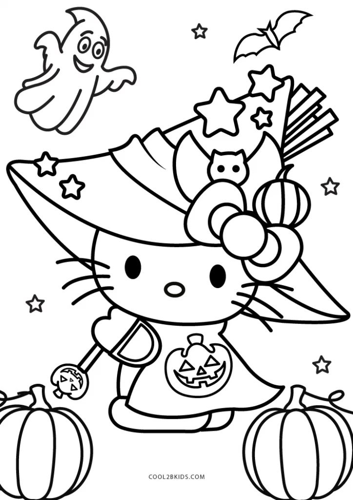 Hello Kitty Halloween Coloring Pages With Pumpkins Hello Kitty Halloween Coloring Pages With Pumpkins