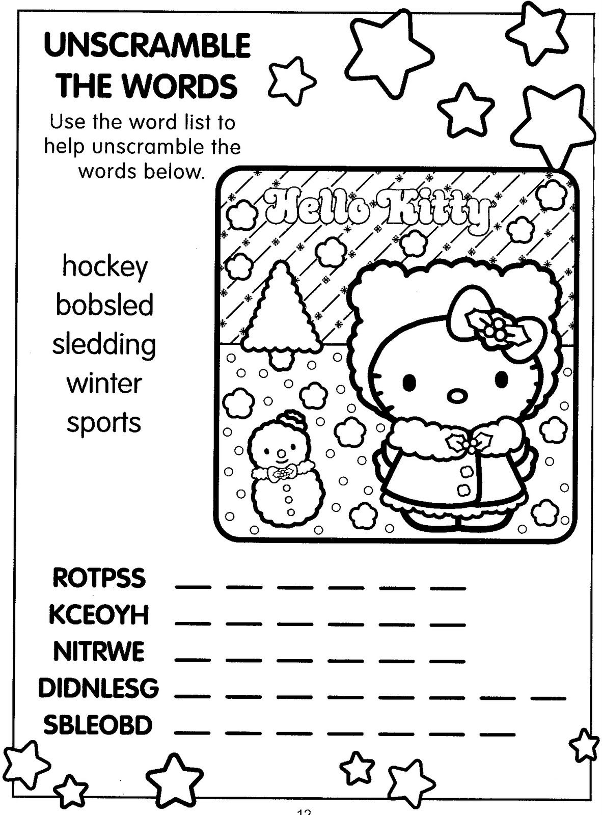 Hello Kitty Christmas Coloring Pages Printable