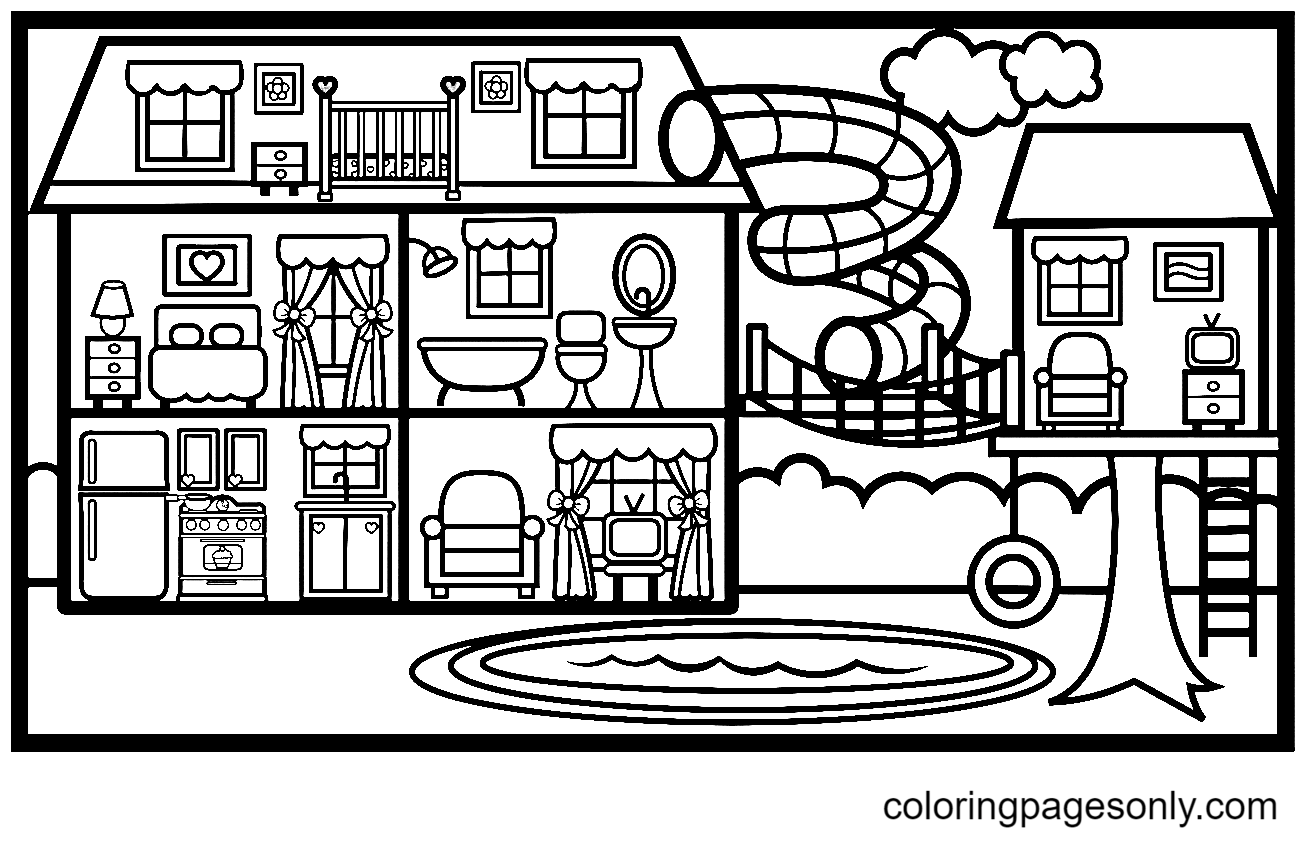 House Slide And Tree House Coloring Page Free Printable Coloring Pages House Slide And Tree House Coloring Page Free Printable Coloring Pages