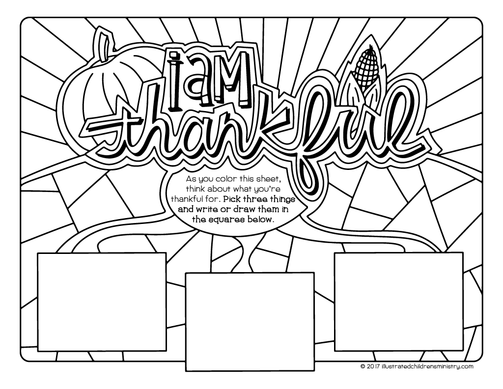 I Am Thankful Coloring Pages Illustrated Ministry Thanksgiving