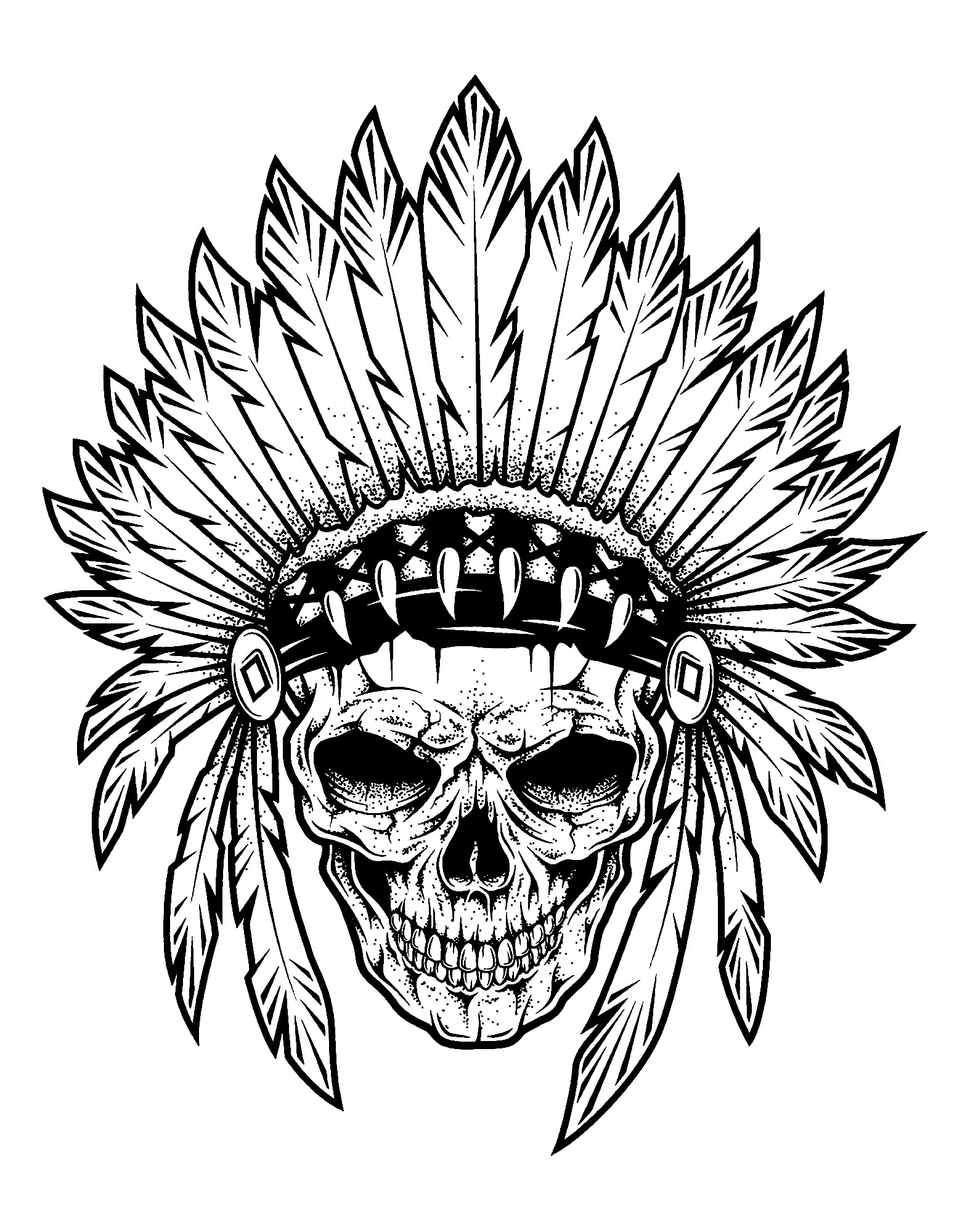 Indian Chief Skull Native American Coloring Pages For Adults Indian Chief Skull Native American Coloring Pages For Adults