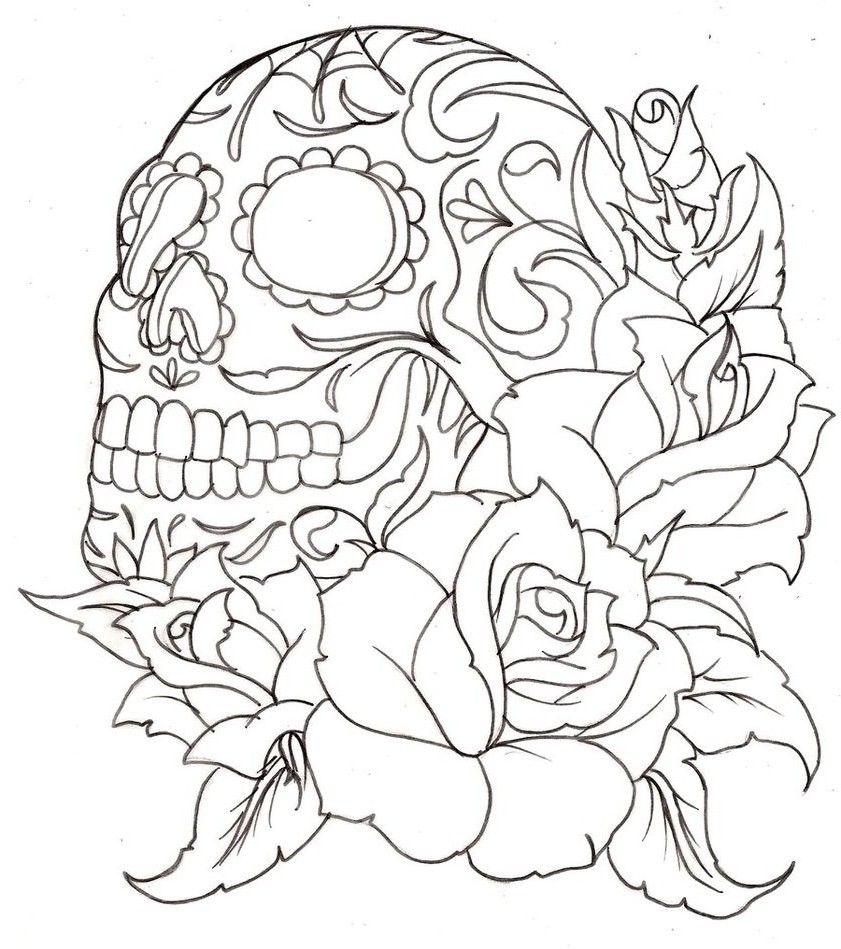 Inesyfederico Clases Printable Sugar Skull With Roses Coloring Pages Inesyfederico Clases Printable Sugar Skull With Roses Coloring Pages