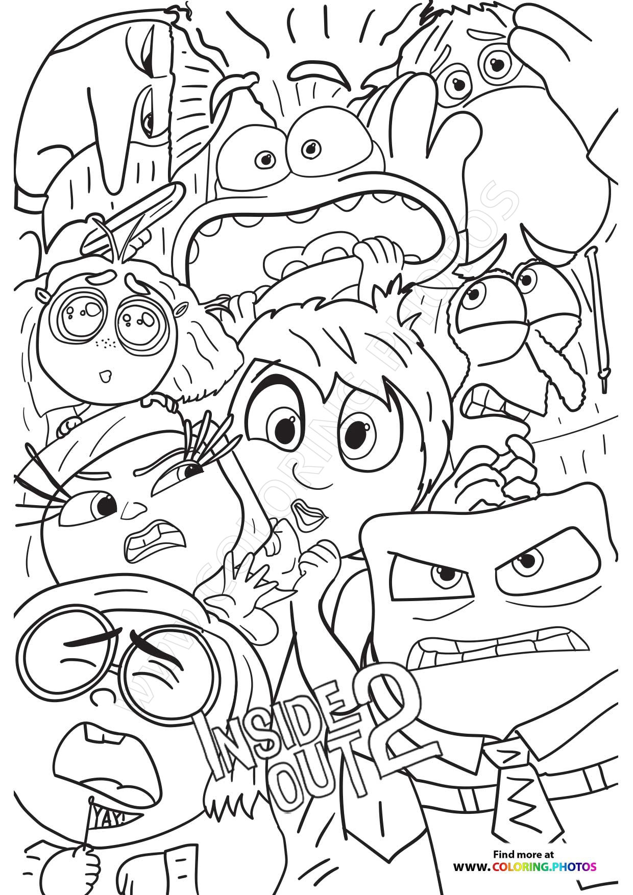 Inside Out 2 Poster All Characters Coloring Pages For Kids Inside Out 2 Poster All Characters Coloring Pages For Kids