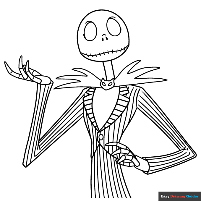 Jack Skellington Coloring Page Easy Drawing Guides