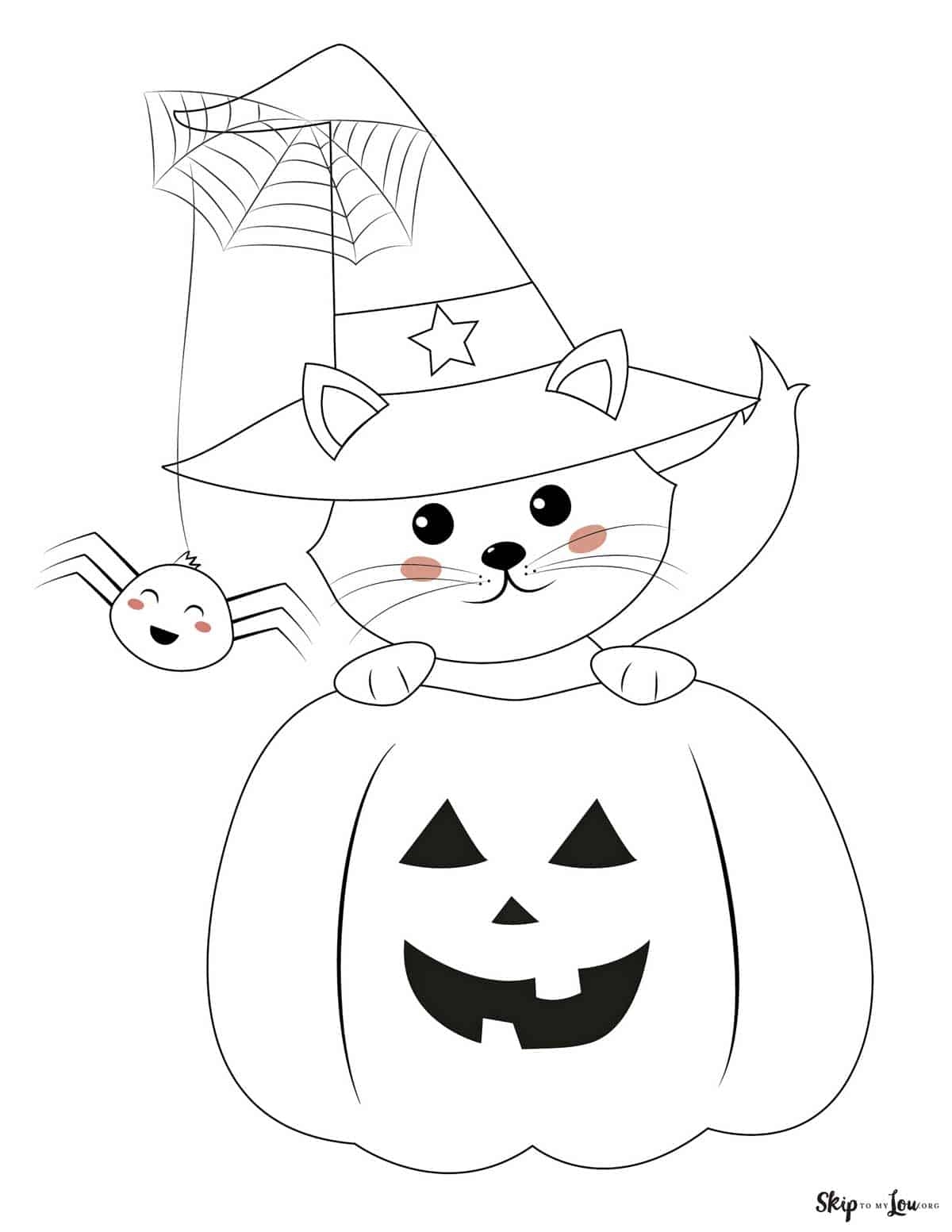 Kitty And Pumpkin Coloring Page Coloring Pages