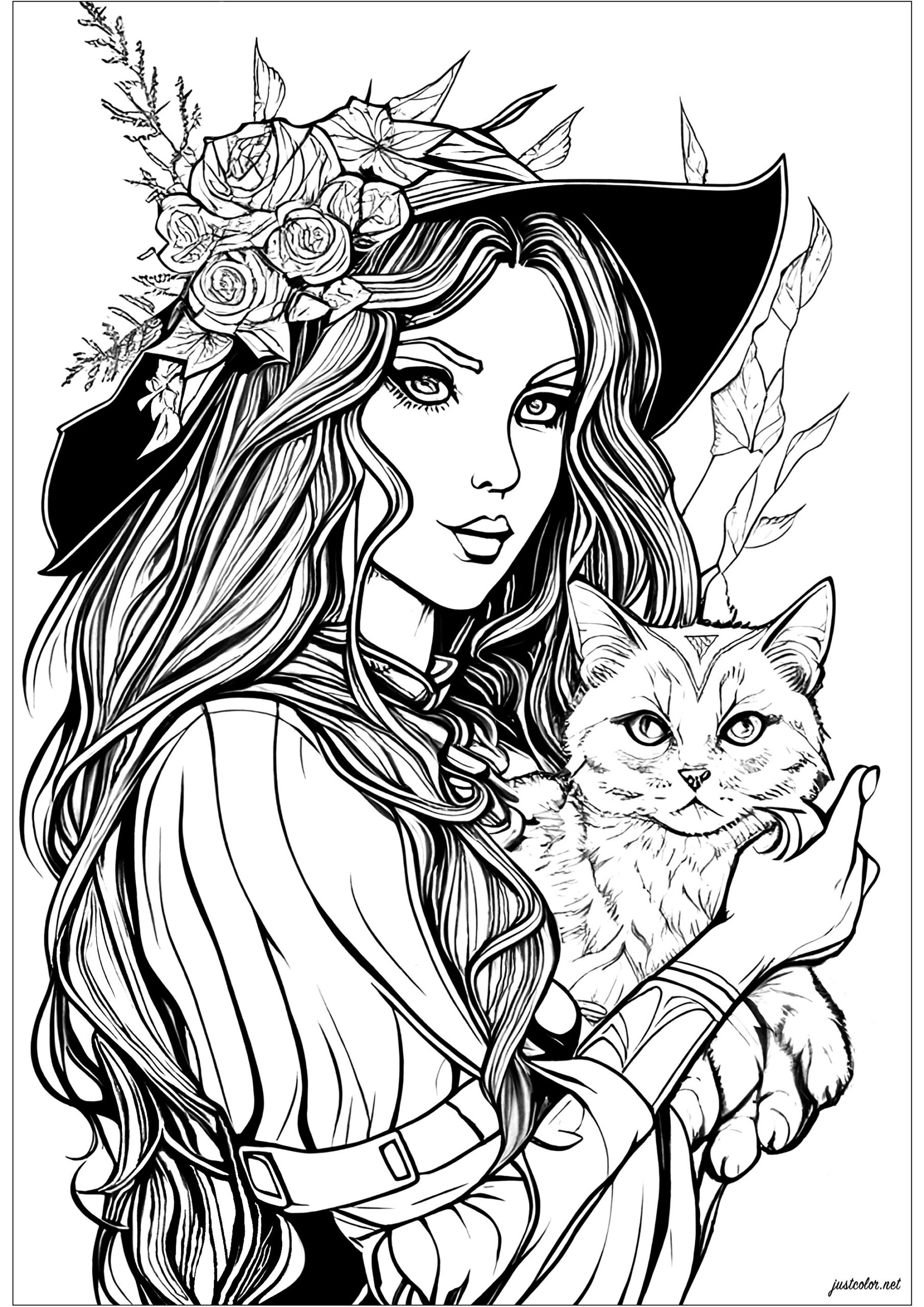 La Strega Ammaliatrice E Il Suo Gatto Halloween Disegni Da Colorare La Strega Ammaliatrice E Il Suo Gatto Halloween Disegni Da Colorare