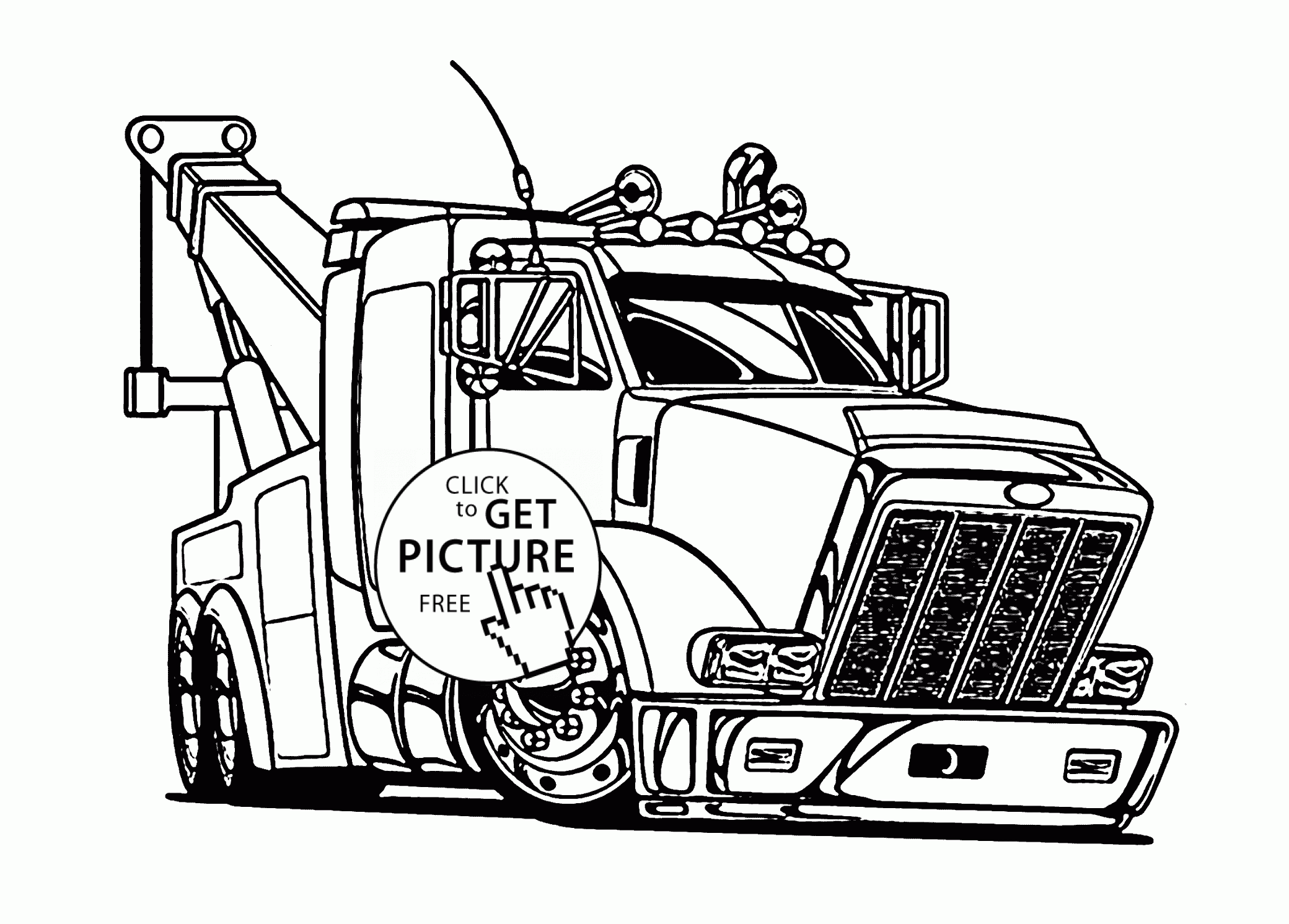 Large Tow Semi Truck Coloring Page For Kids Transportation Coloring Large Tow Semi Truck Coloring Page For Kids Transportation Coloring