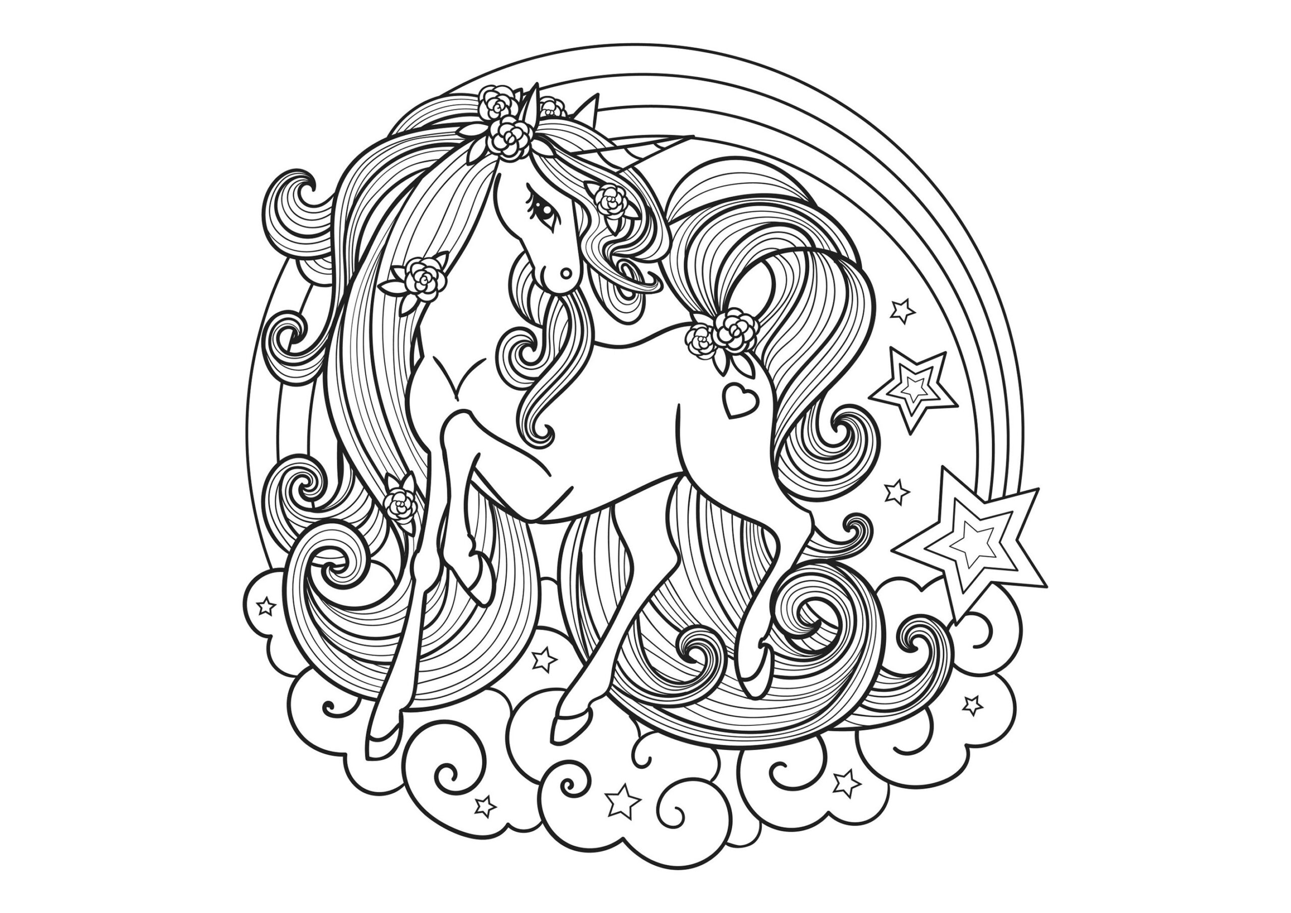 Licorne Et Nuages Coloriage De Licornes Coloriages Pour Enfants