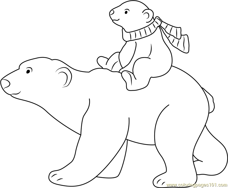 Little Polar Bear With His Mom Going For Ride Coloring Page For Kids Little Polar Bear With His Mom Going For Ride Coloring Page For Kids