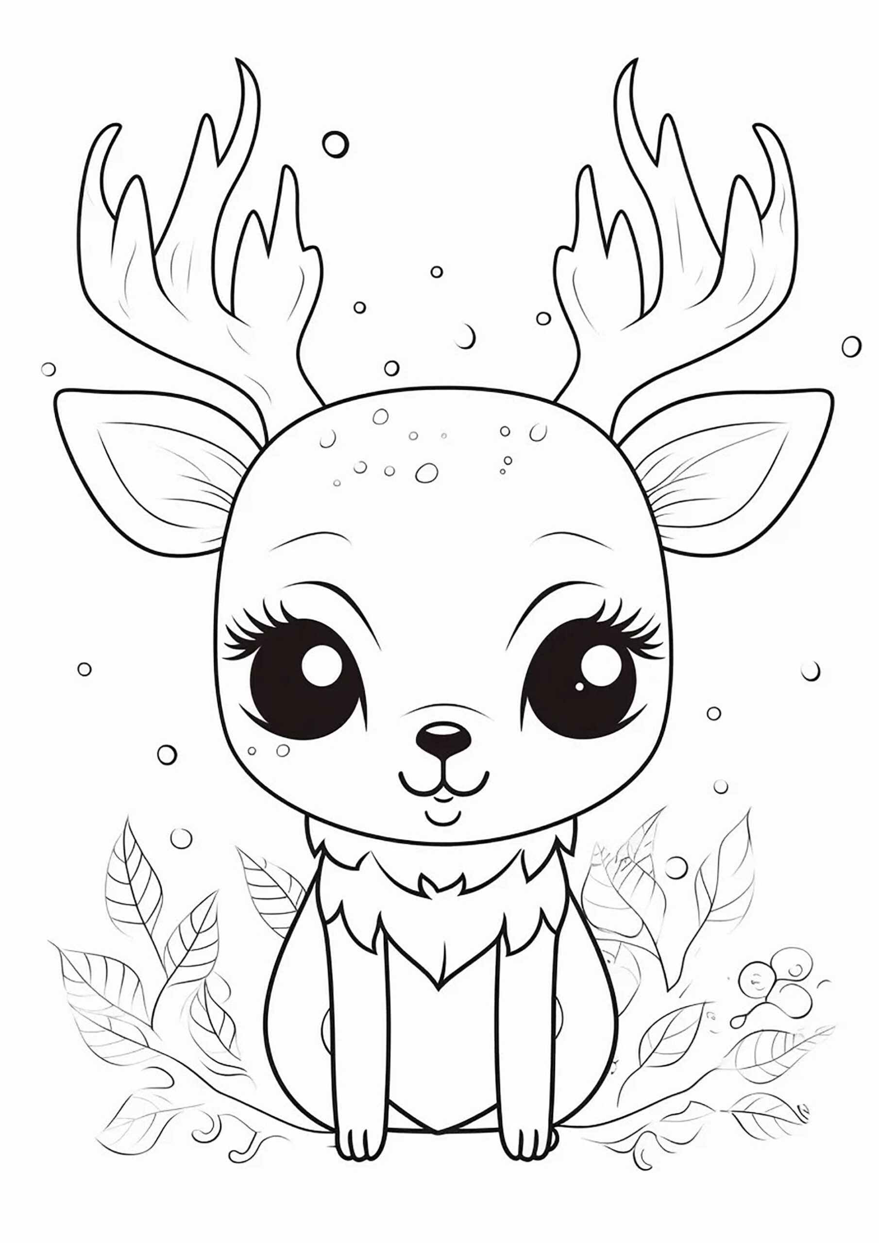 Little Reindeer With Big Eyes Christmas Coloring Pages For Kids Little Reindeer With Big Eyes Christmas Coloring Pages For Kids