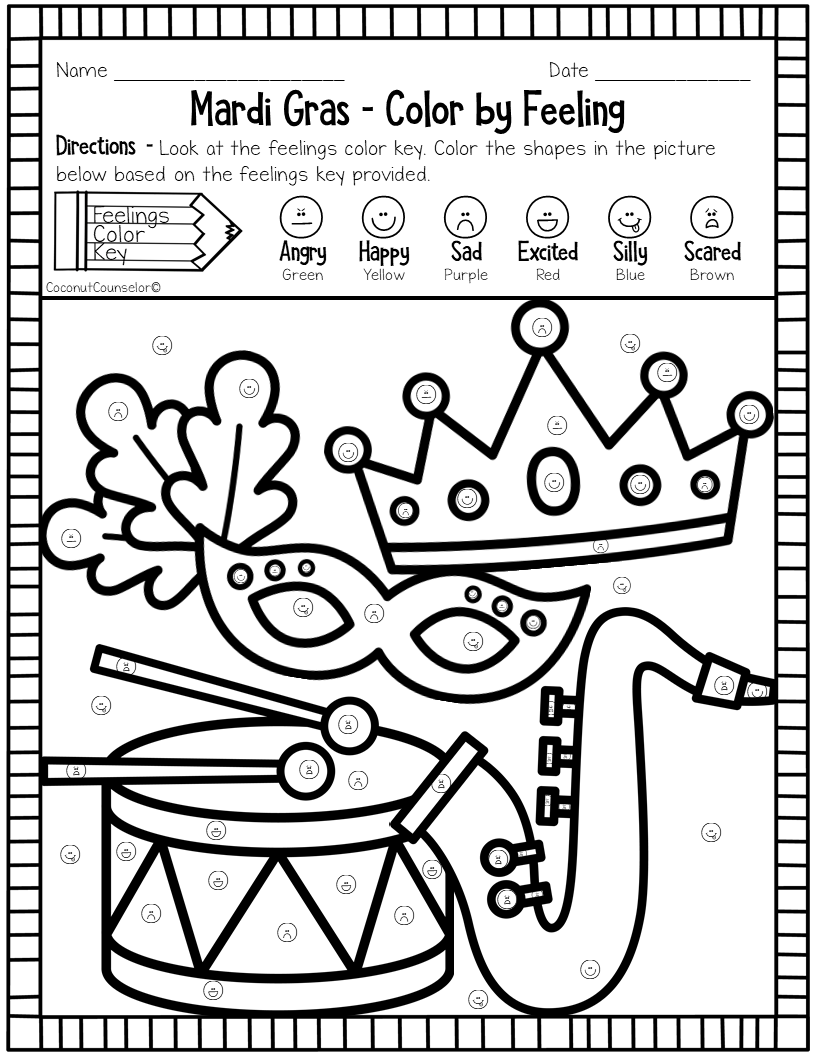 Mardi Gras Color By Feeling Worksheets Made By Teachers Mardi Gras Color By Feeling Worksheets Made By Teachers