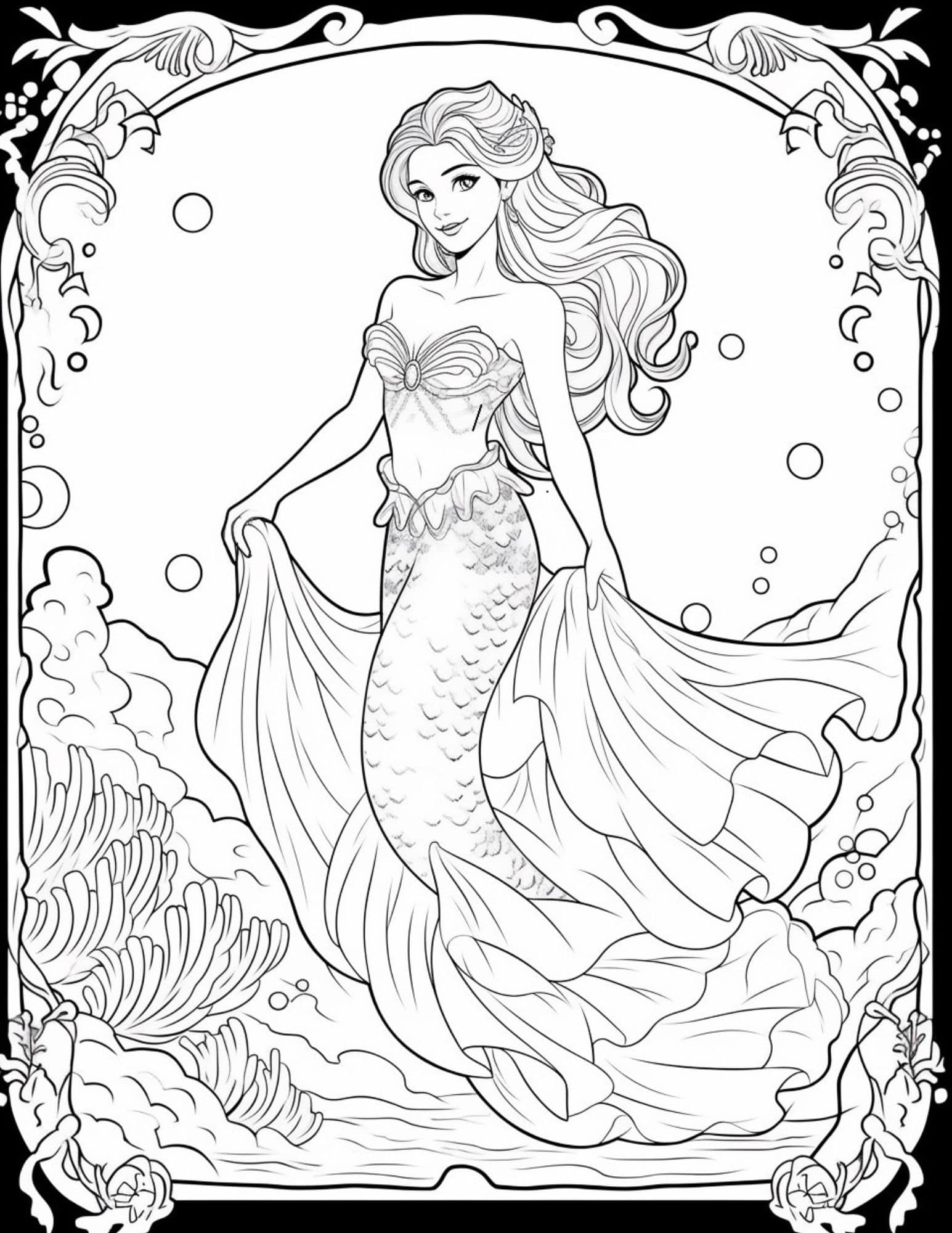 Mermaid Coloring Pages Free Printable