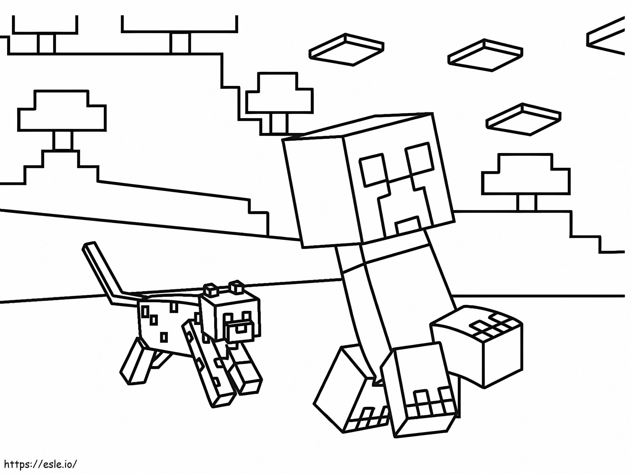 Minecraft Creeper And Ocelot Coloring Page Minecraft Creeper And Ocelot Coloring Page