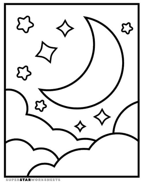 Moon Coloring Pages Superstar Worksheets