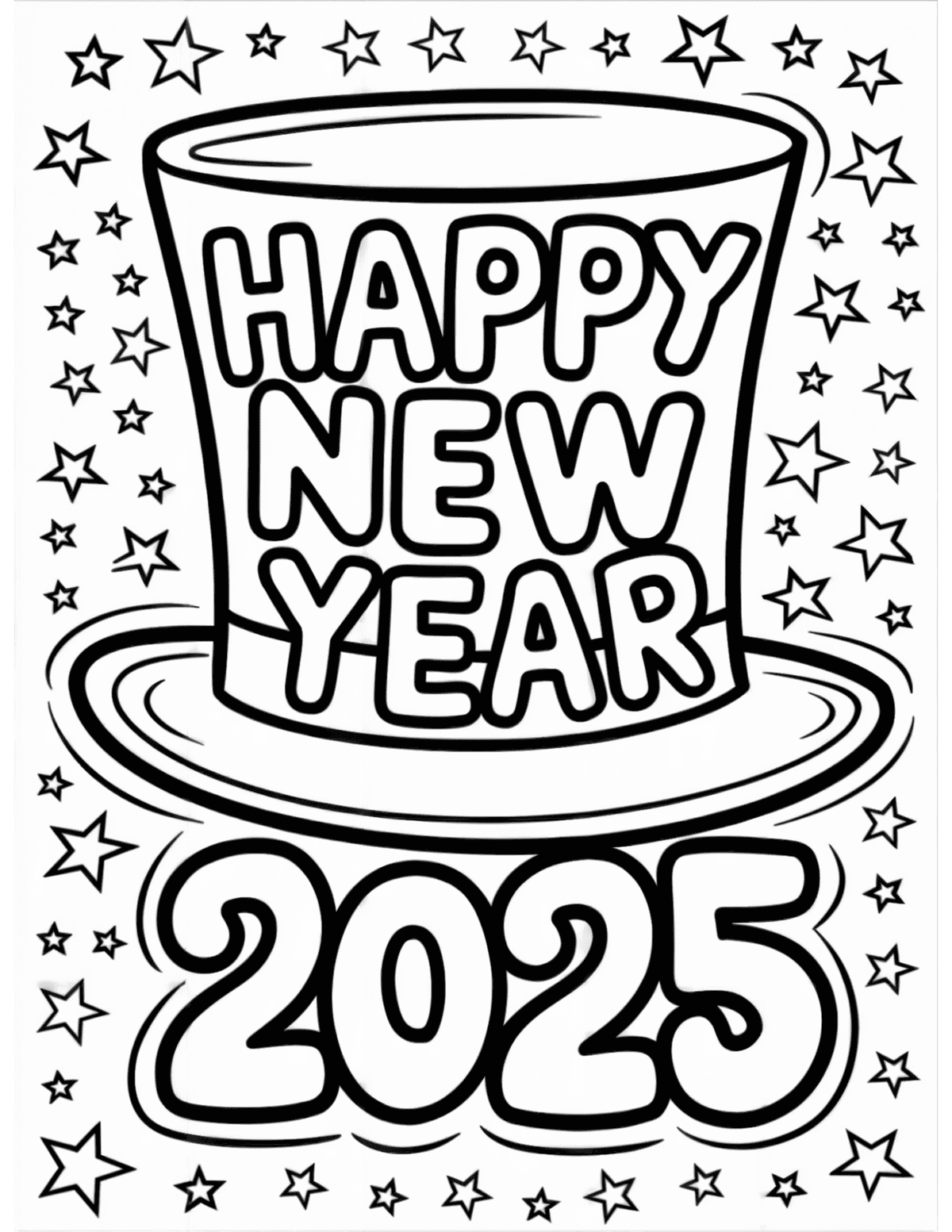 New Year Coloring Page For 2025 Coloring Nation