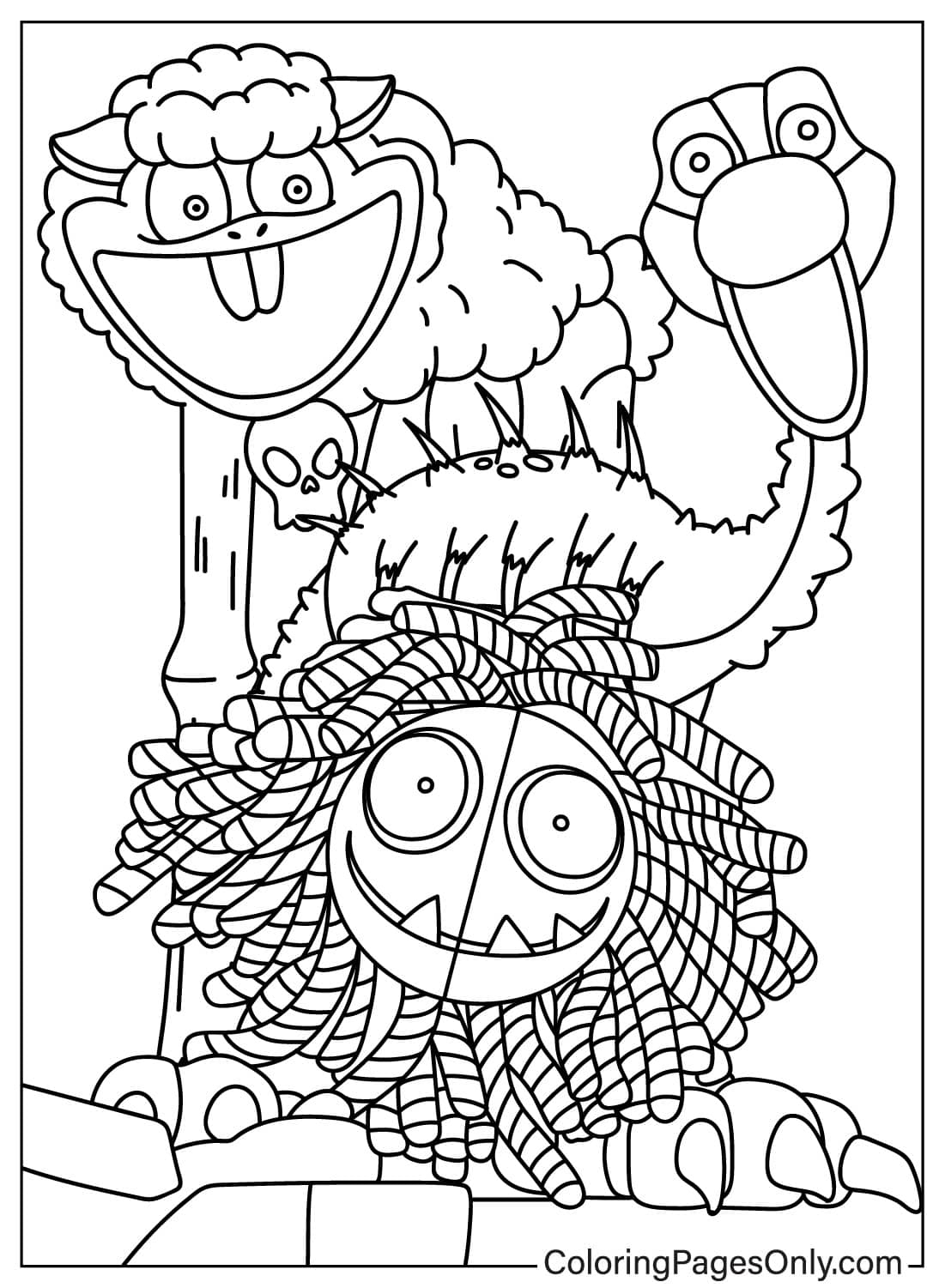 Nightmare Critters And Yarnaby Free Printable Coloring Pages