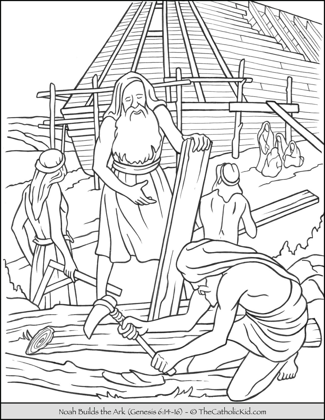 Noah Building The Ark Coloring Page TheCatholicKid Noah Building The Ark Coloring Page TheCatholicKid