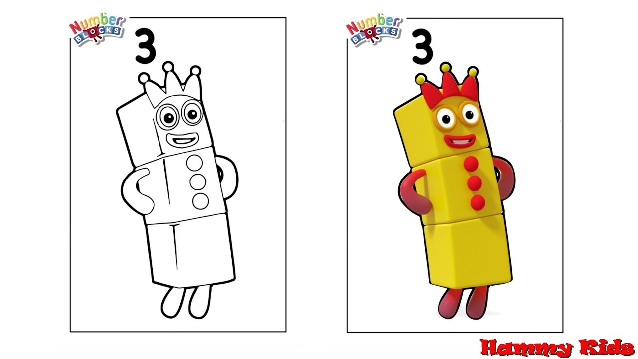 Numberblocks Number Three How To Draw And Colour Numberblock 3 Numberblocks Number Three How To Draw And Colour Numberblock 3