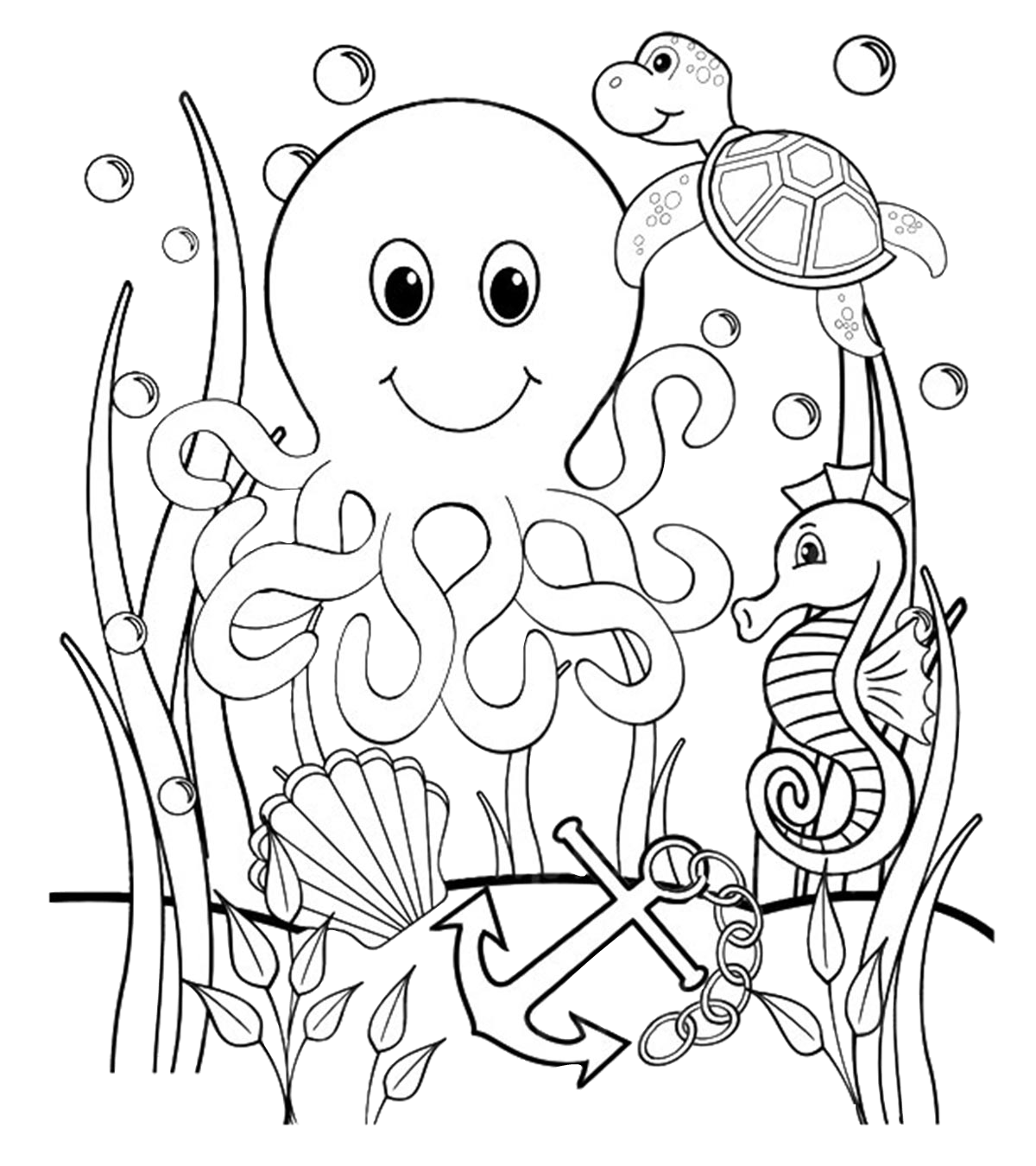 Octopus Turtle Seahorse Free Printable Ocean Coloring Pages Print Octopus Turtle Seahorse Free Printable Ocean Coloring Pages Print