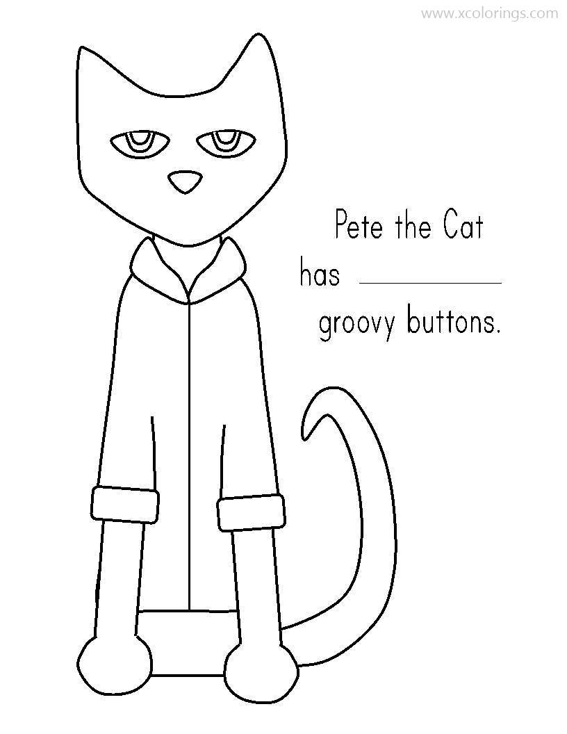Pete The Cat Coloring Pages Groovy Buttons Activity XColorings