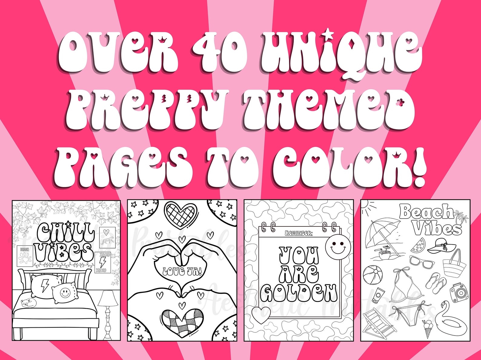 Preppy Coloring Pages Preppy Coloring Book Printable Easy Aesthetic Preppy Coloring Pages Preppy Coloring Book Printable Easy Aesthetic