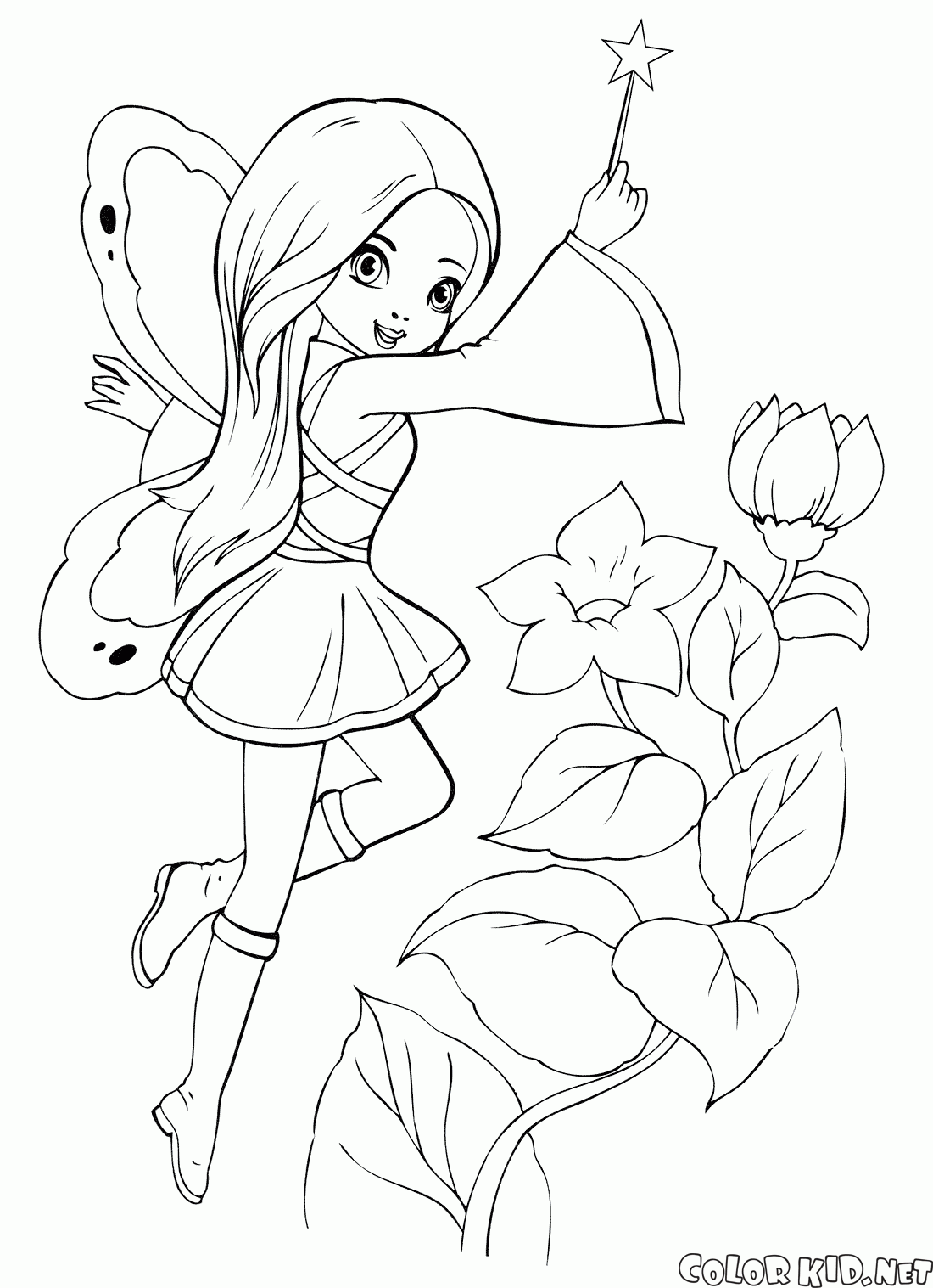 Pretty Cartoon Anime Fairy Coloring Pages