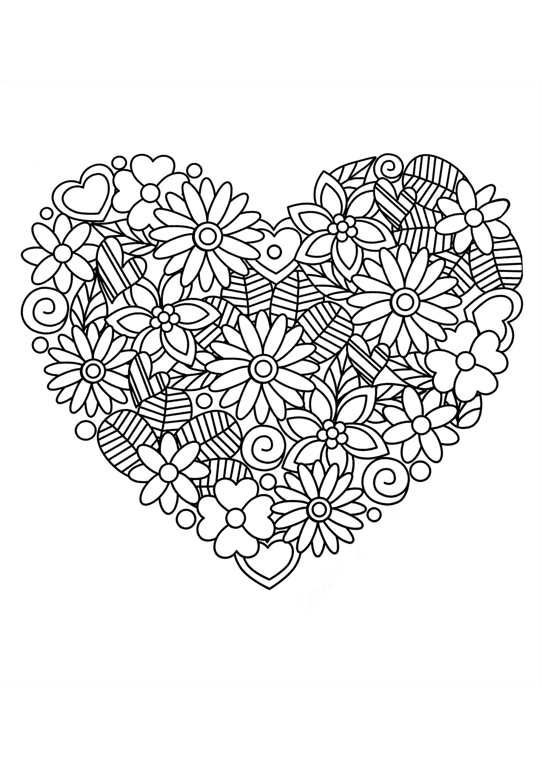Pretty Heart Of Flowers And Leaves Flowers Vegetation Coloring Pretty Heart Of Flowers And Leaves Flowers Vegetation Coloring