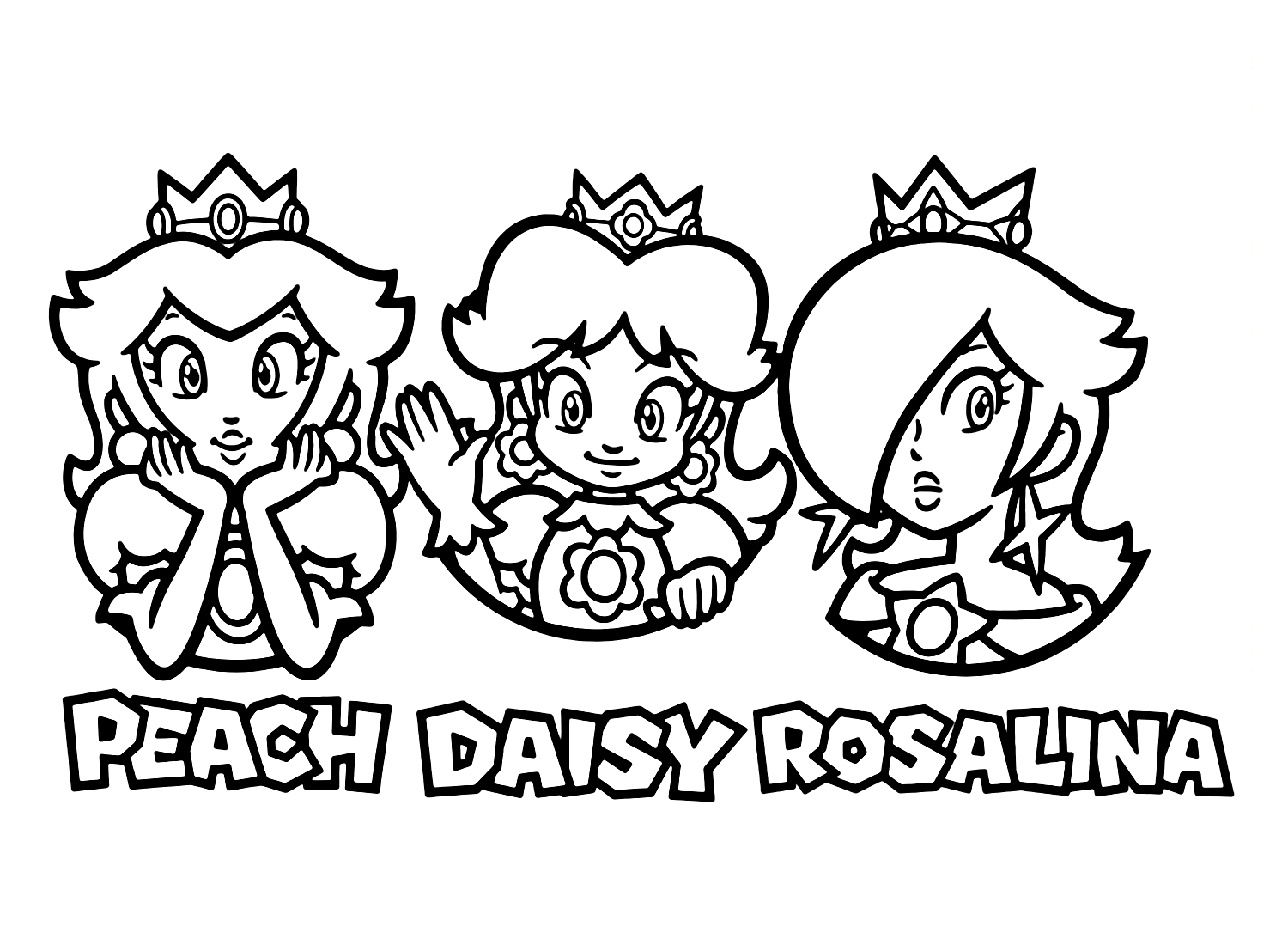 Princess Peach Daisy Rosalina Coloring Page Free Printable Coloring Princess Peach Daisy Rosalina Coloring Page Free Printable Coloring