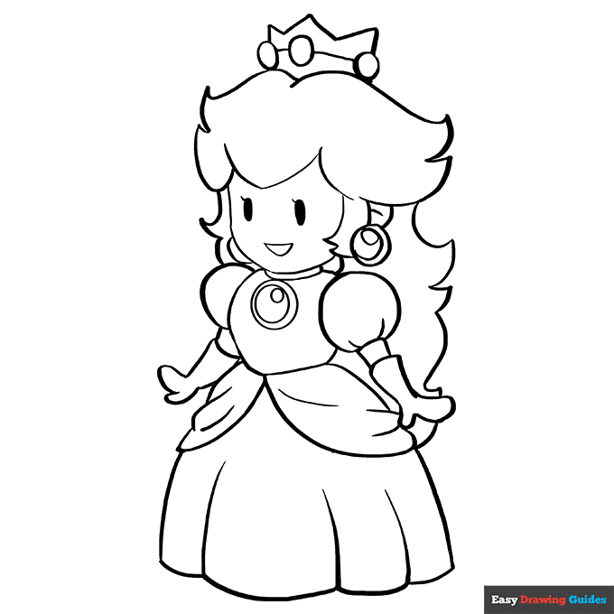 Princess Peach From Super Mario Bros Coloring Page Easy Drawing Guides Princess Peach From Super Mario Bros Coloring Page Easy Drawing Guides