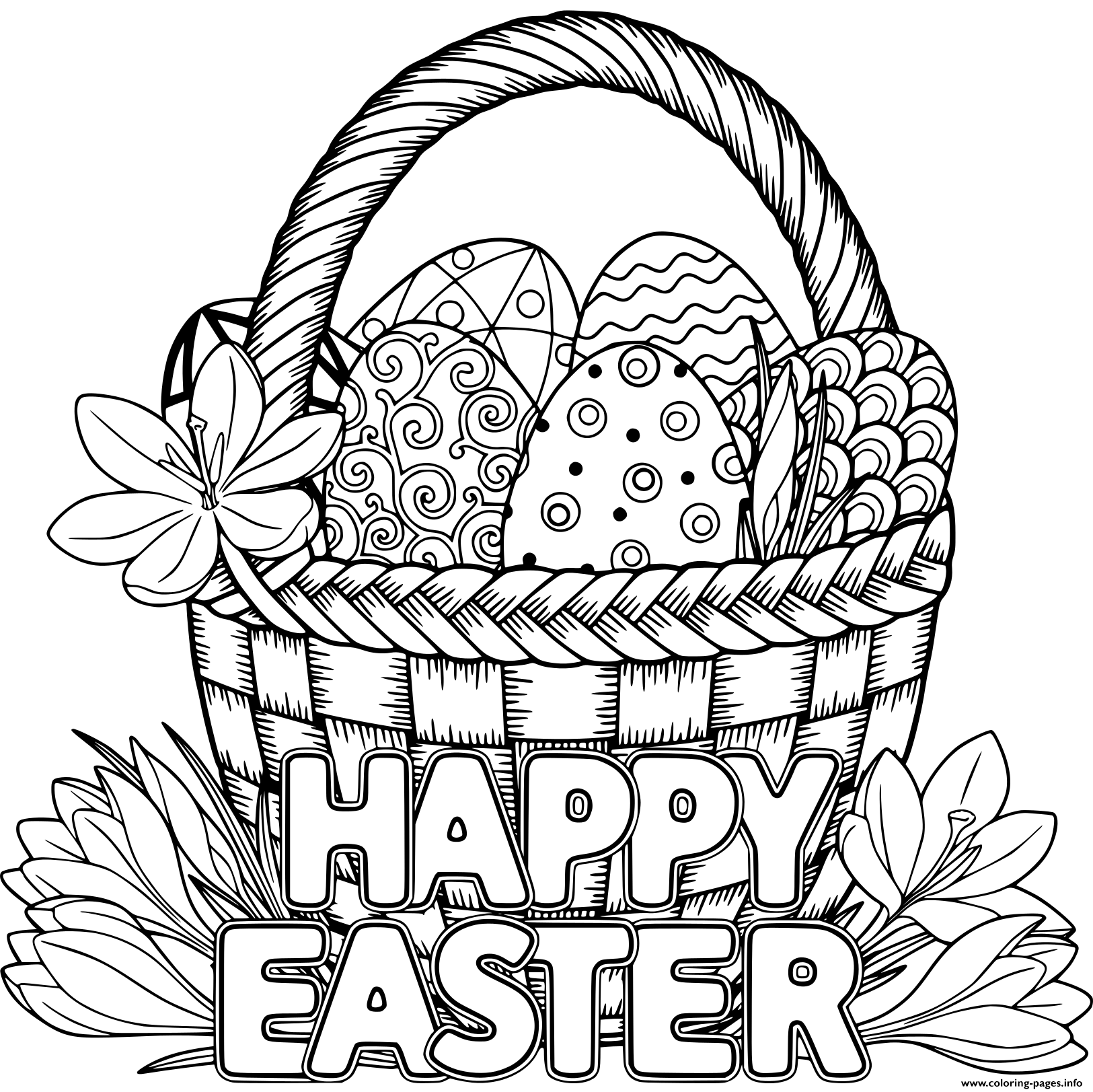 Print Basket Egg Adult Happy Easter Coloring Pages Easter Coloring Print Basket Egg Adult Happy Easter Coloring Pages Easter Coloring