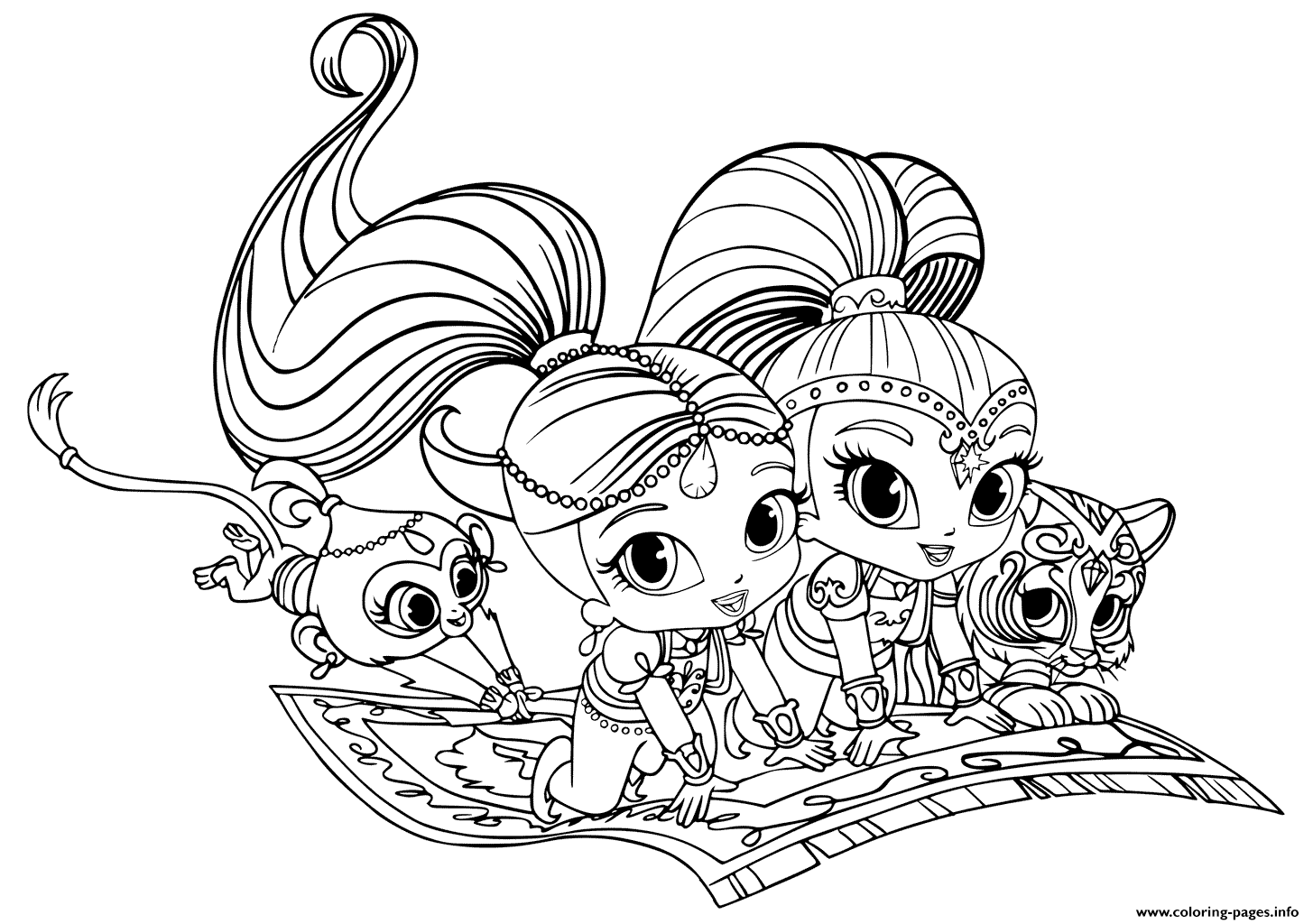 Print Shimmer And Shine Pets Coloring Pages Cartoon Coloring Pages