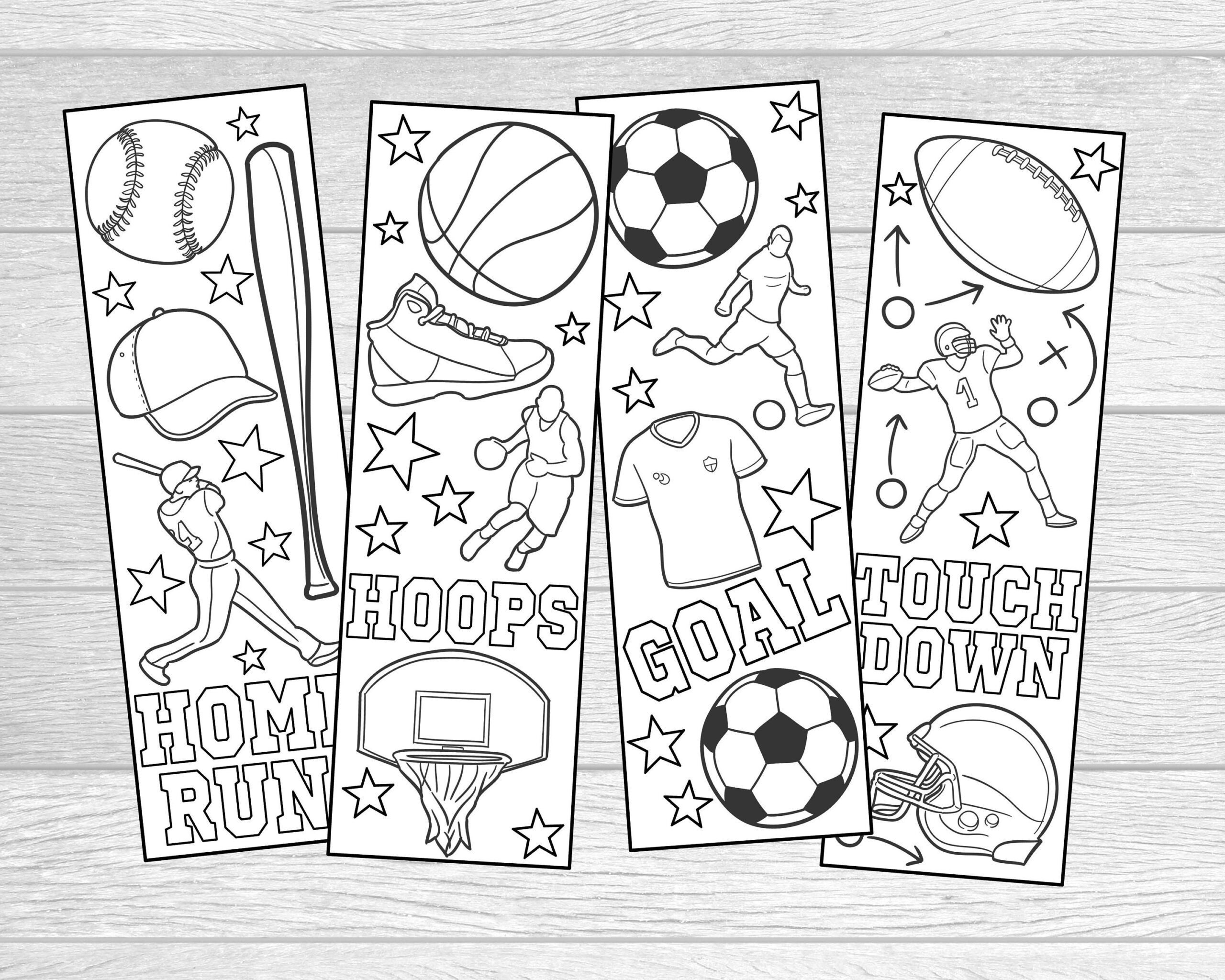 Printable Color Your Own Sports Bookmarks Instant Digital Printable Color Your Own Sports Bookmarks Instant Digital